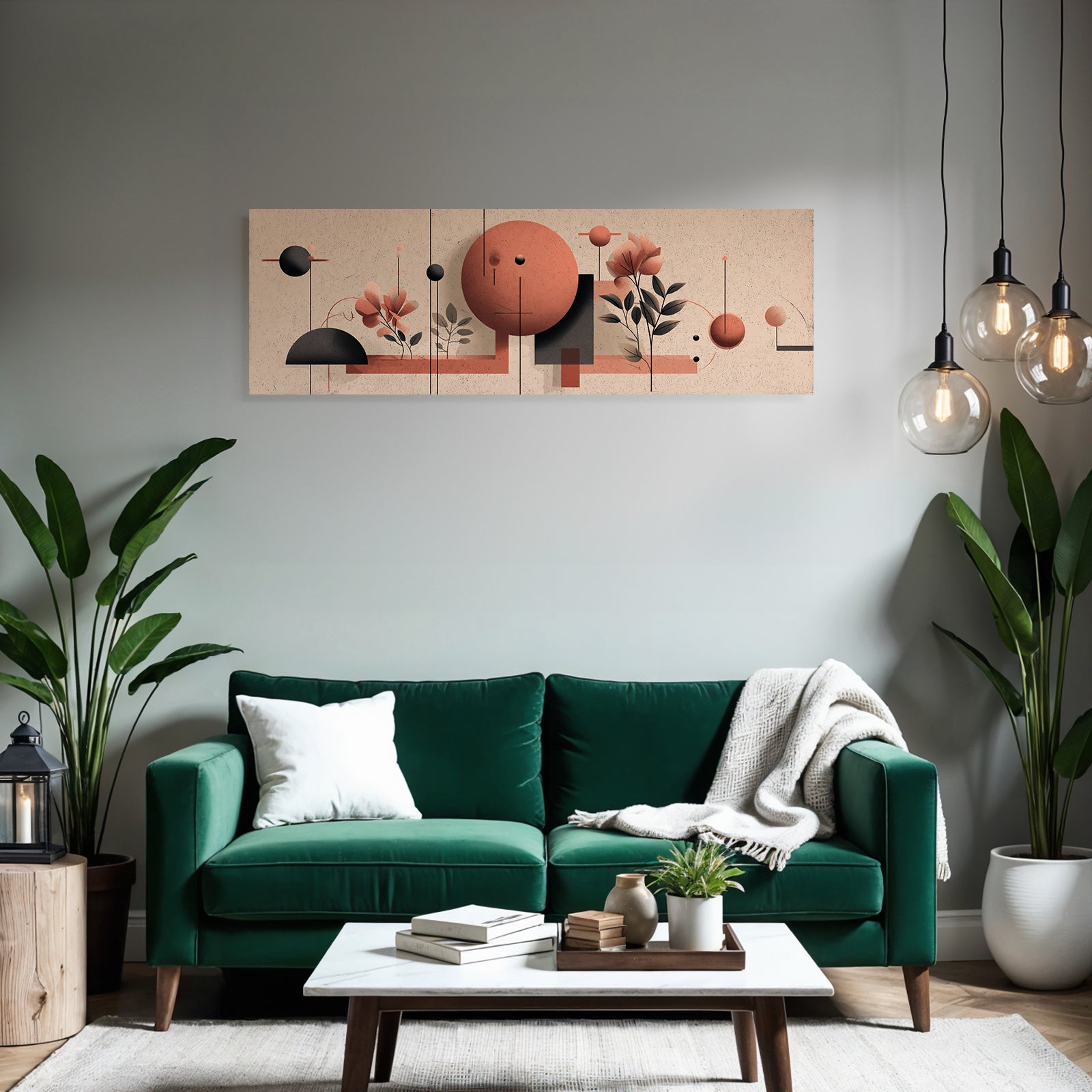 Abstraktes Design Geometrische Formen Blumenelemente Warme Tonfarben