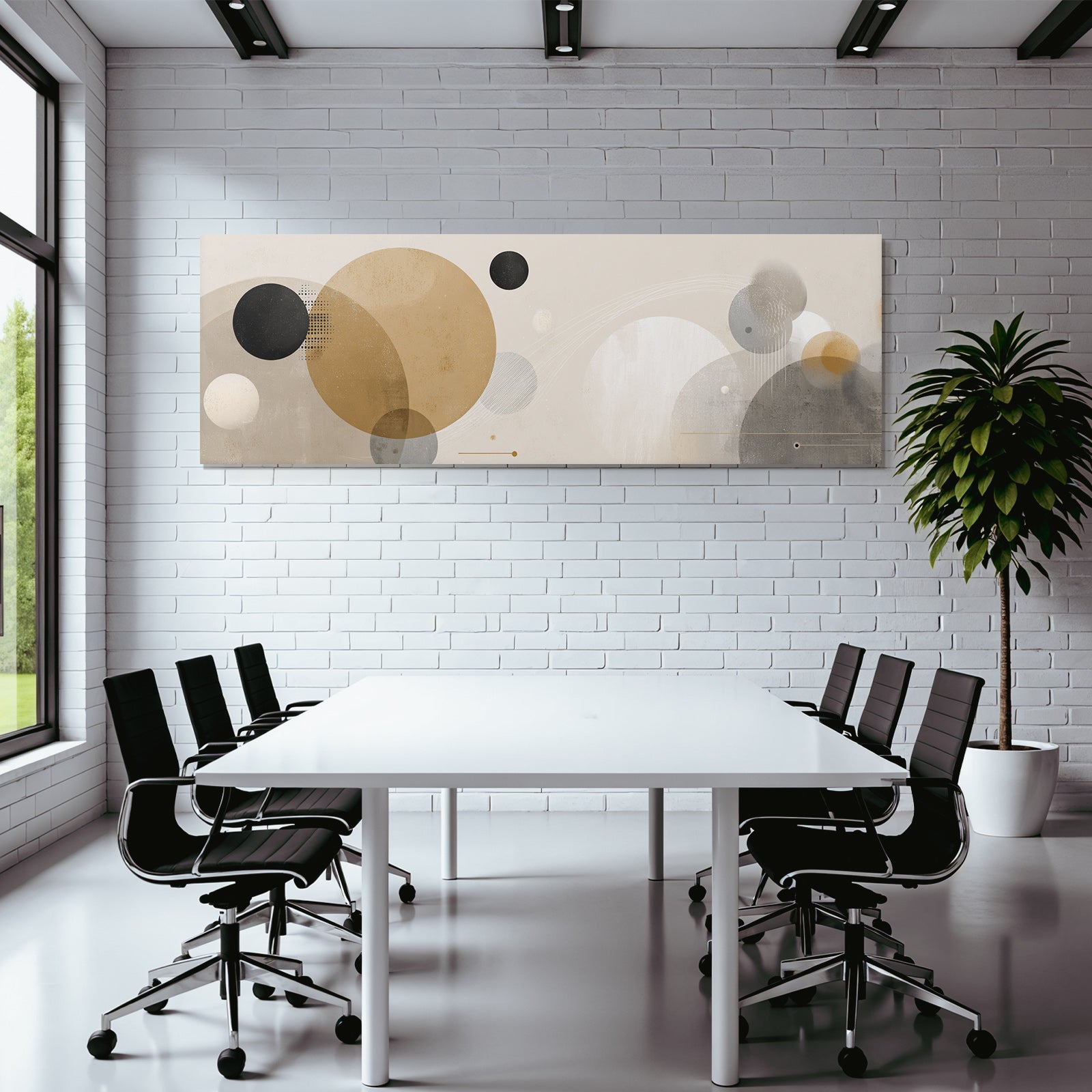 Abstraktes Design Geometrische Formen Kreise Beige Schwarz Gold Grau