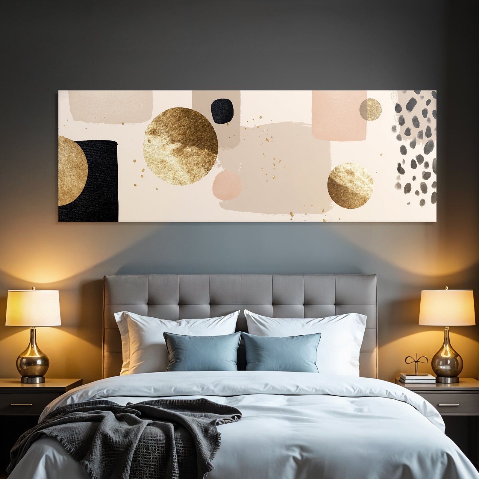 Abstraktes Design Mit Farben Und Formen Beige Schwarz Gold