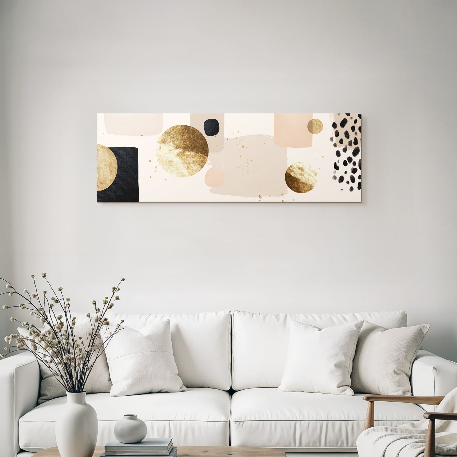 Abstraktes Design Mit Farben Und Formen Beige Schwarz Gold