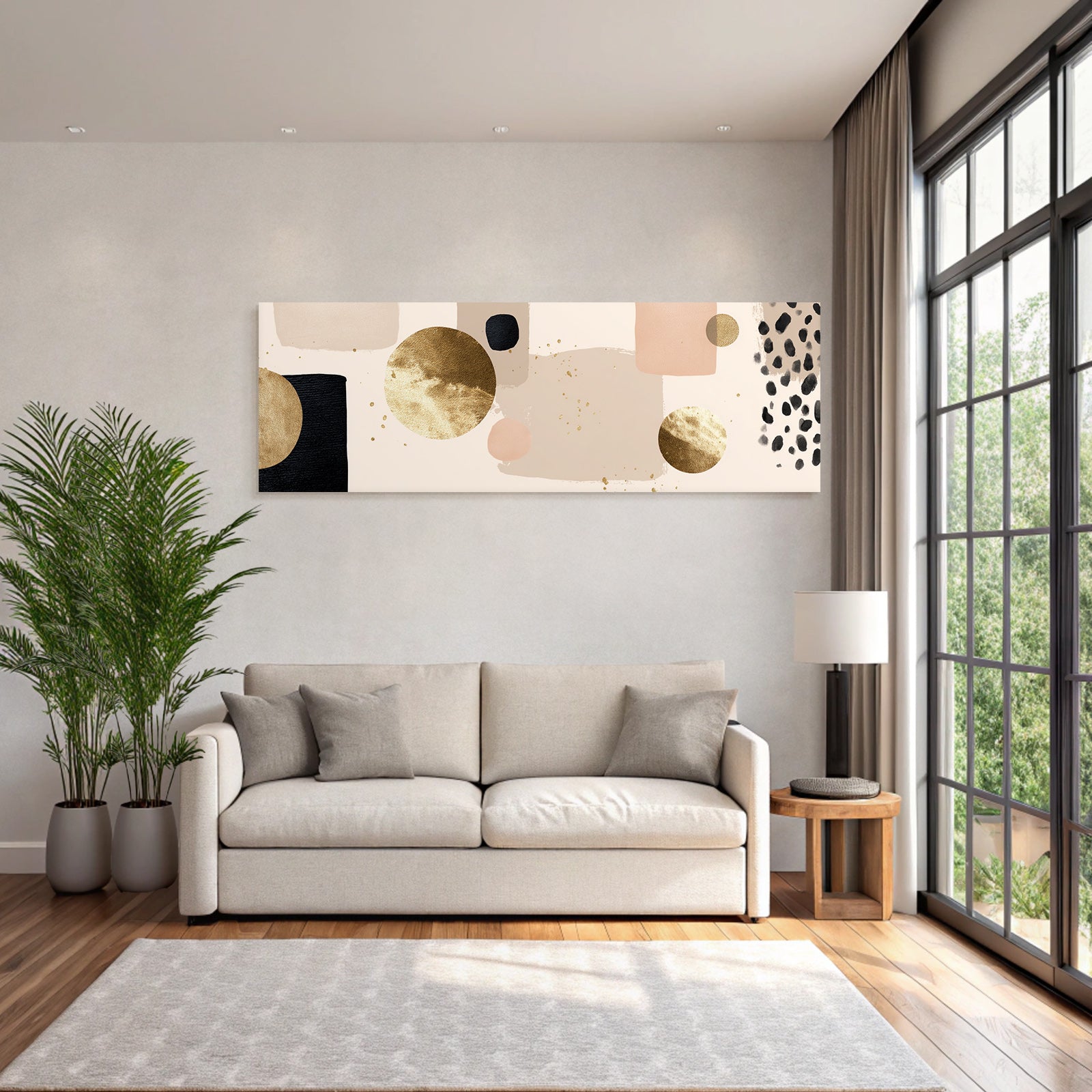 Abstraktes Design Mit Farben Und Formen Beige Schwarz Gold