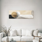 Abstract design with circular shapes on a textured background, beige, grey, brown