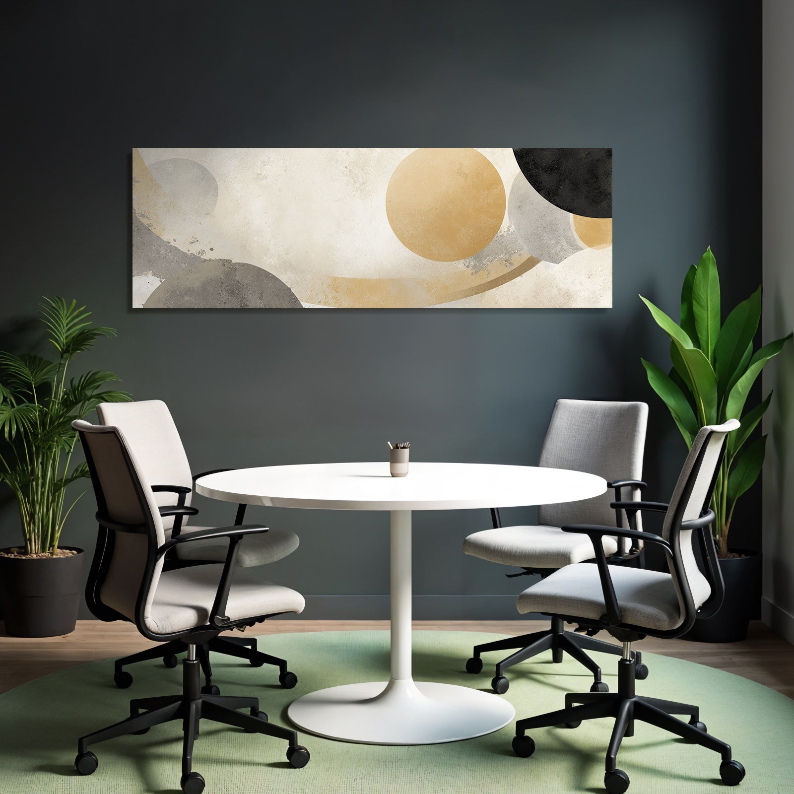 Abstract Design With Soft Shapes Beige Gray Black Gold Tone