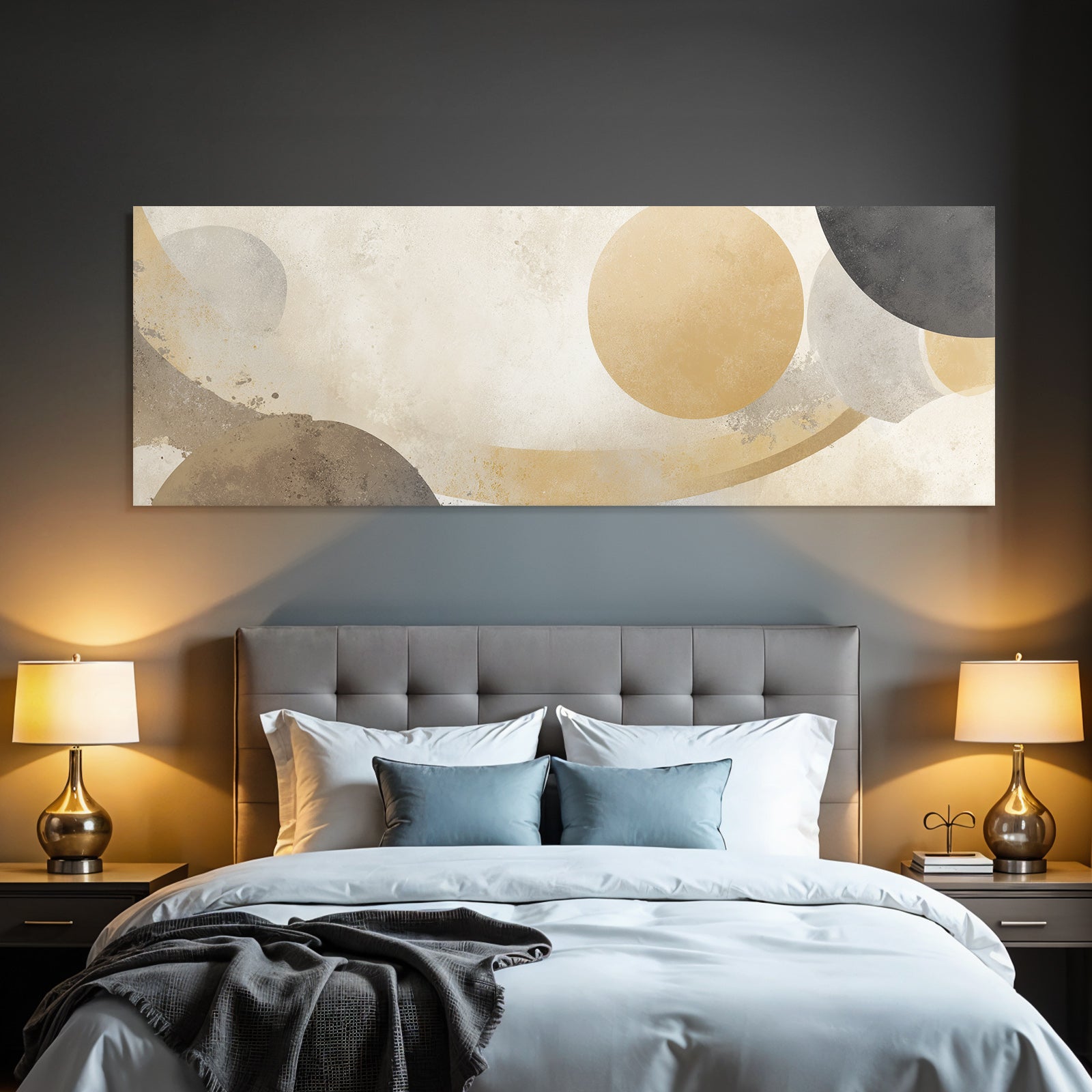 Abstract Design With Soft Shapes Beige Gray Black Gold Tone