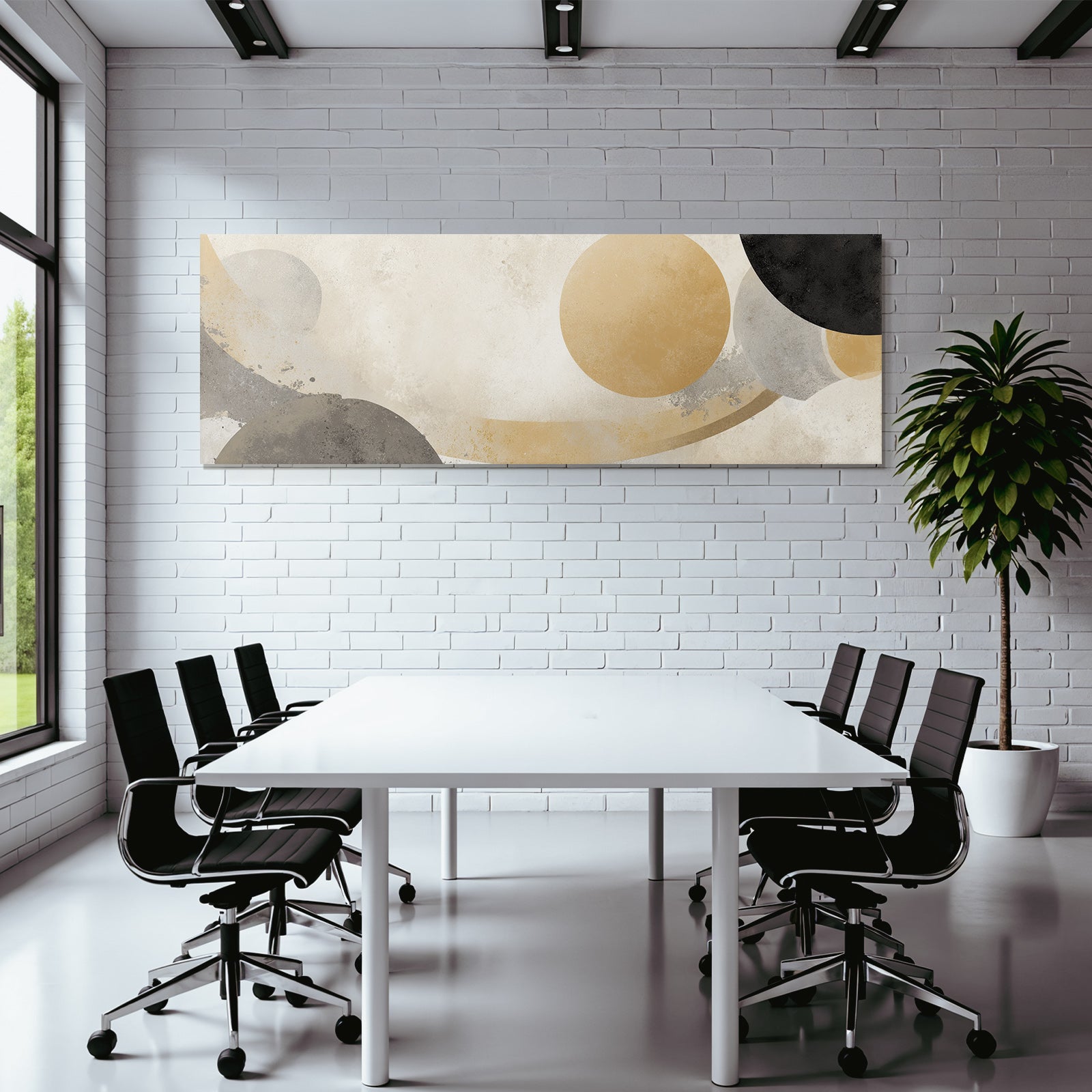 Abstract Design With Soft Shapes Beige Gray Black Gold Tone