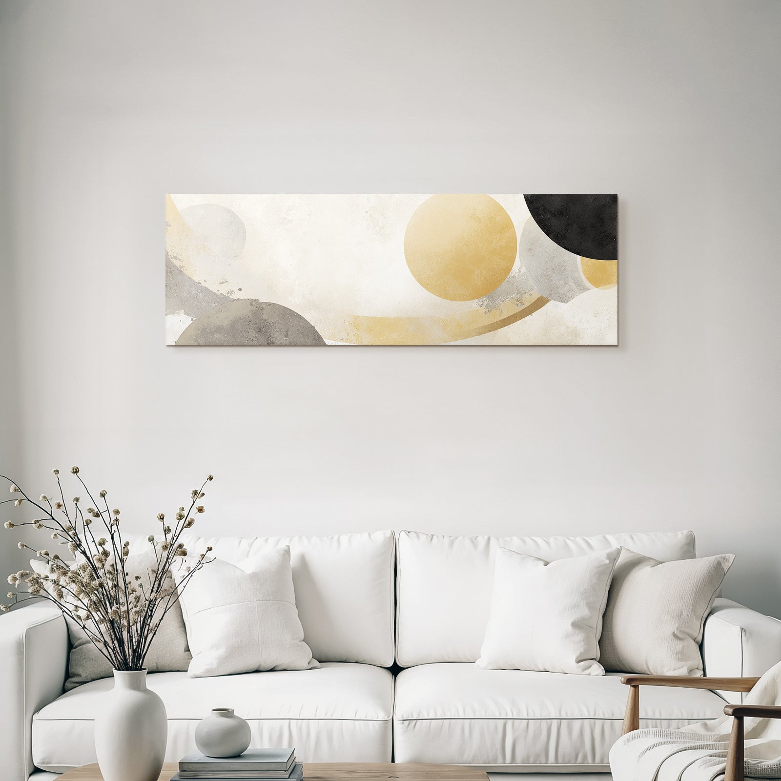 Abstract Design With Soft Shapes Beige Gray Black Gold Tone