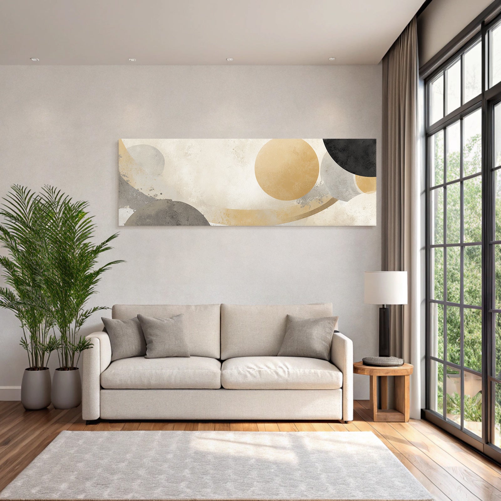 Abstract Design With Soft Shapes Beige Gray Black Gold Tone