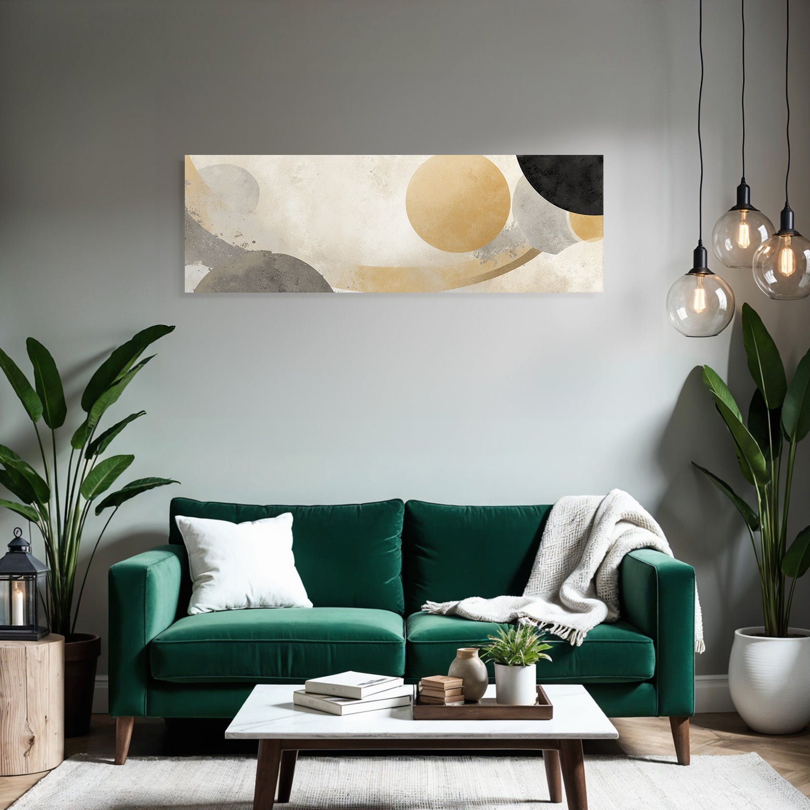 Abstract Design With Soft Shapes Beige Gray Black Gold Tone