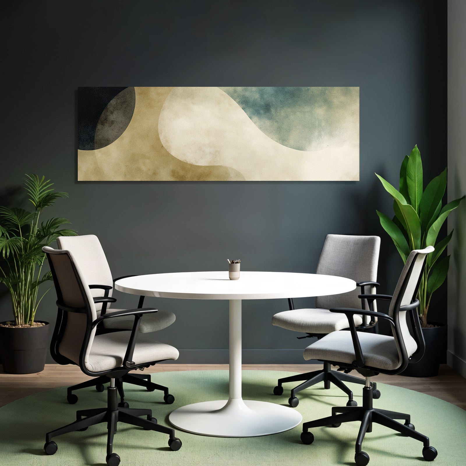 Abstract Design Organic Shapes Beige Black Teal
