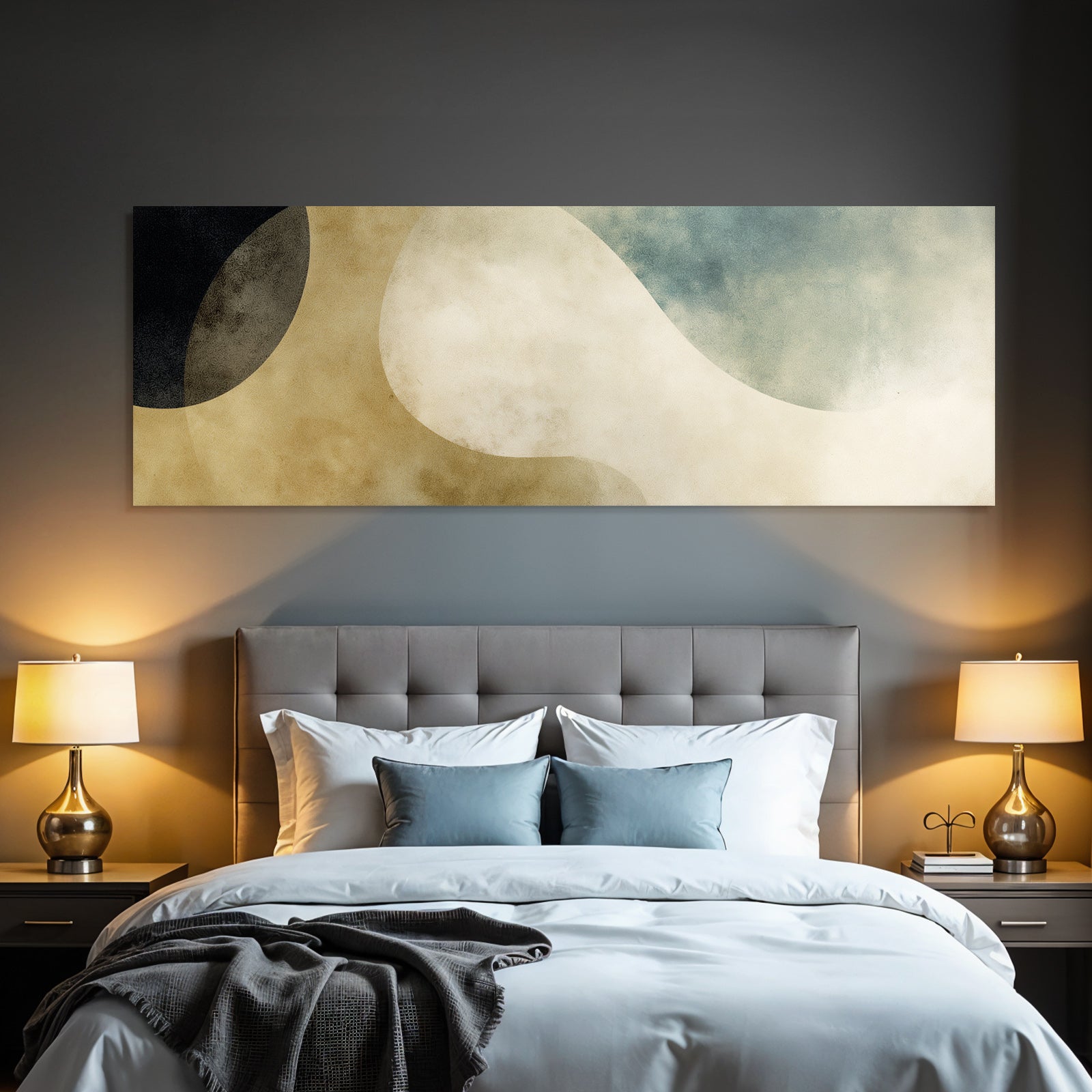 Abstract Design Organic Shapes Beige Black Teal