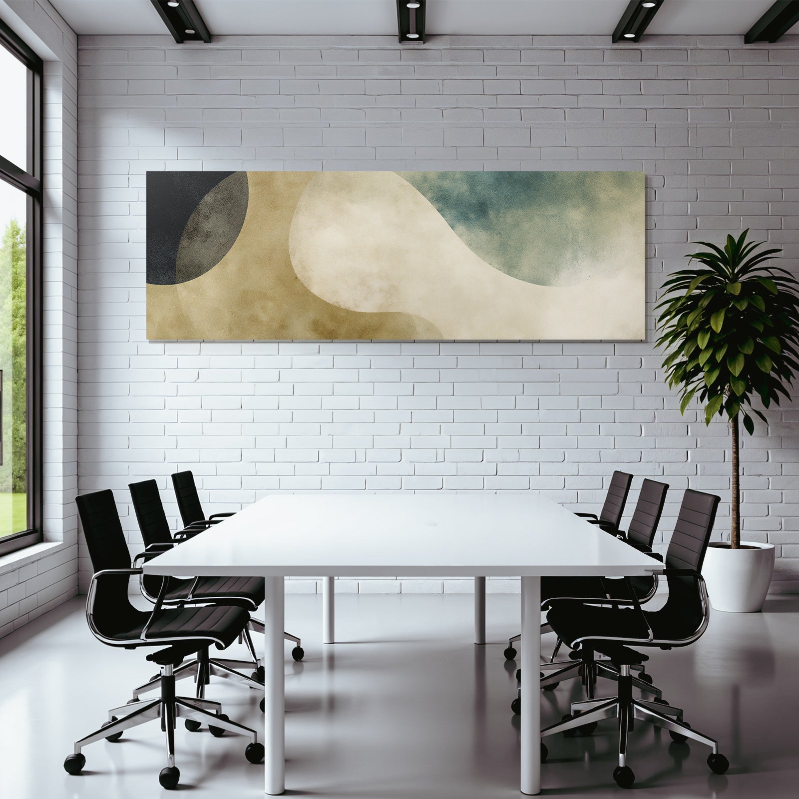 Abstract Design Organic Shapes Beige Black Teal