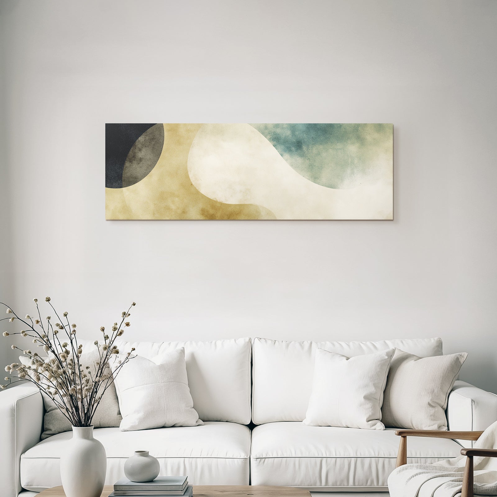 Abstract Design Organic Shapes Beige Black Teal