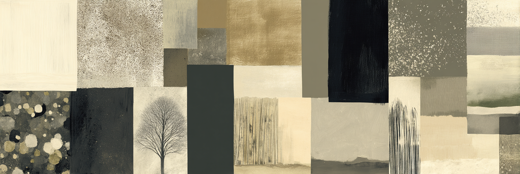 Abstraktes Design Patchwork Muster Baum Silhouette Balanced Farben | Modern Basic | Einrichtungsstile