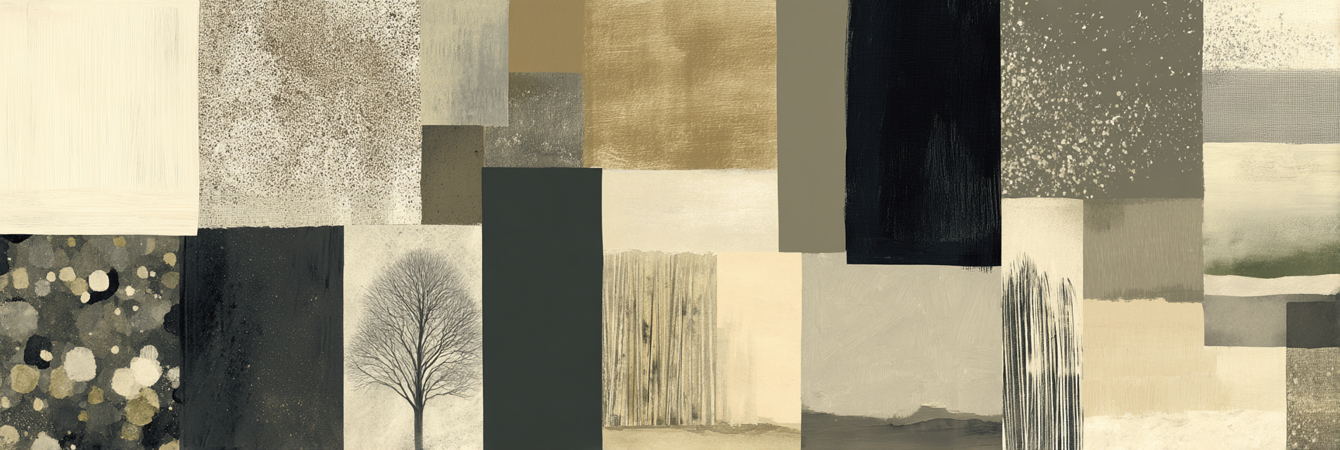 Abstraktes Design Patchwork Muster Baum Silhouette Balanced Farben | Modern Basic | Einrichtungsstile