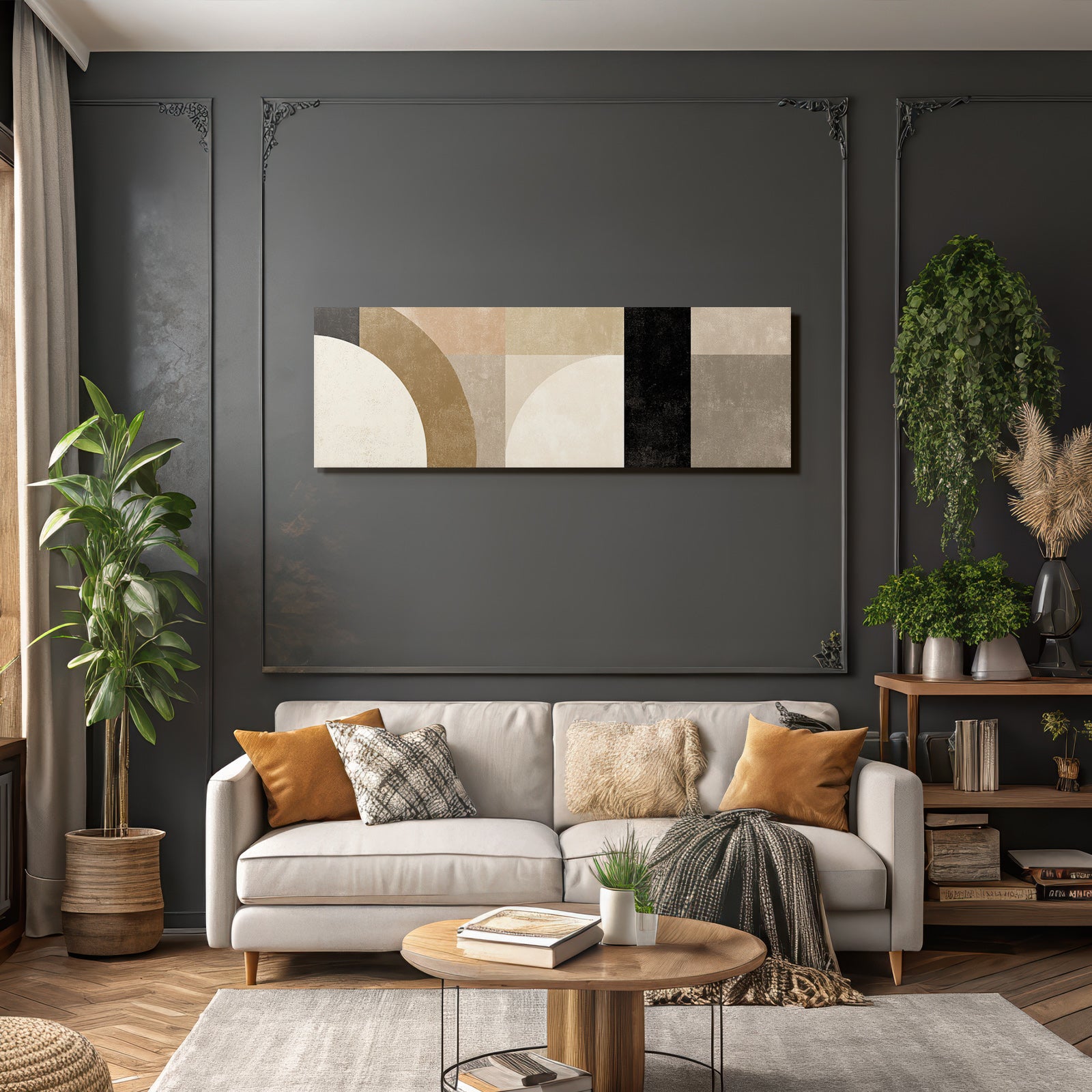 Abstraktes Geometrisches Design Mit Vielen Formen In Muted Farben