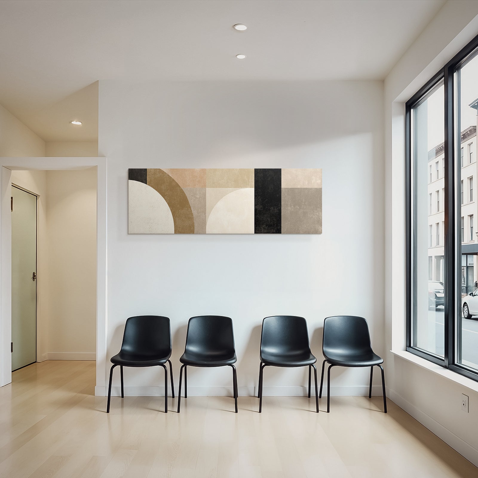 Abstraktes Geometrisches Design Mit Vielen Formen In Muted Farben
