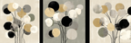 Abstraktes Kunstwerk Drei Paneele Stilisierte Blumen Und Luftballons | Modern Basic | Einrichtungsstile
