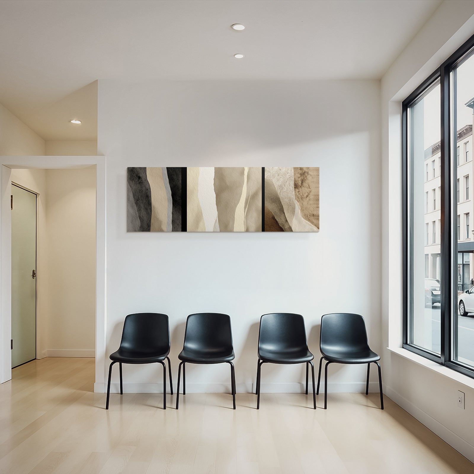 Abstraktes Kunstwerk Drei Vertikale Panele Moderne Minimalistische Kunst