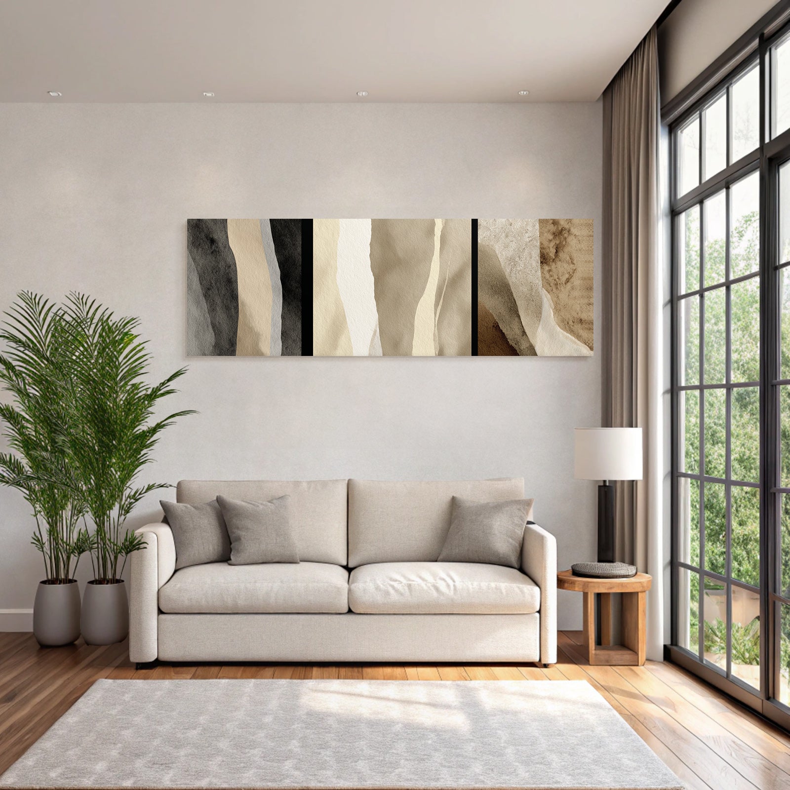 Abstraktes Kunstwerk Drei Vertikale Panele Moderne Minimalistische Kunst
