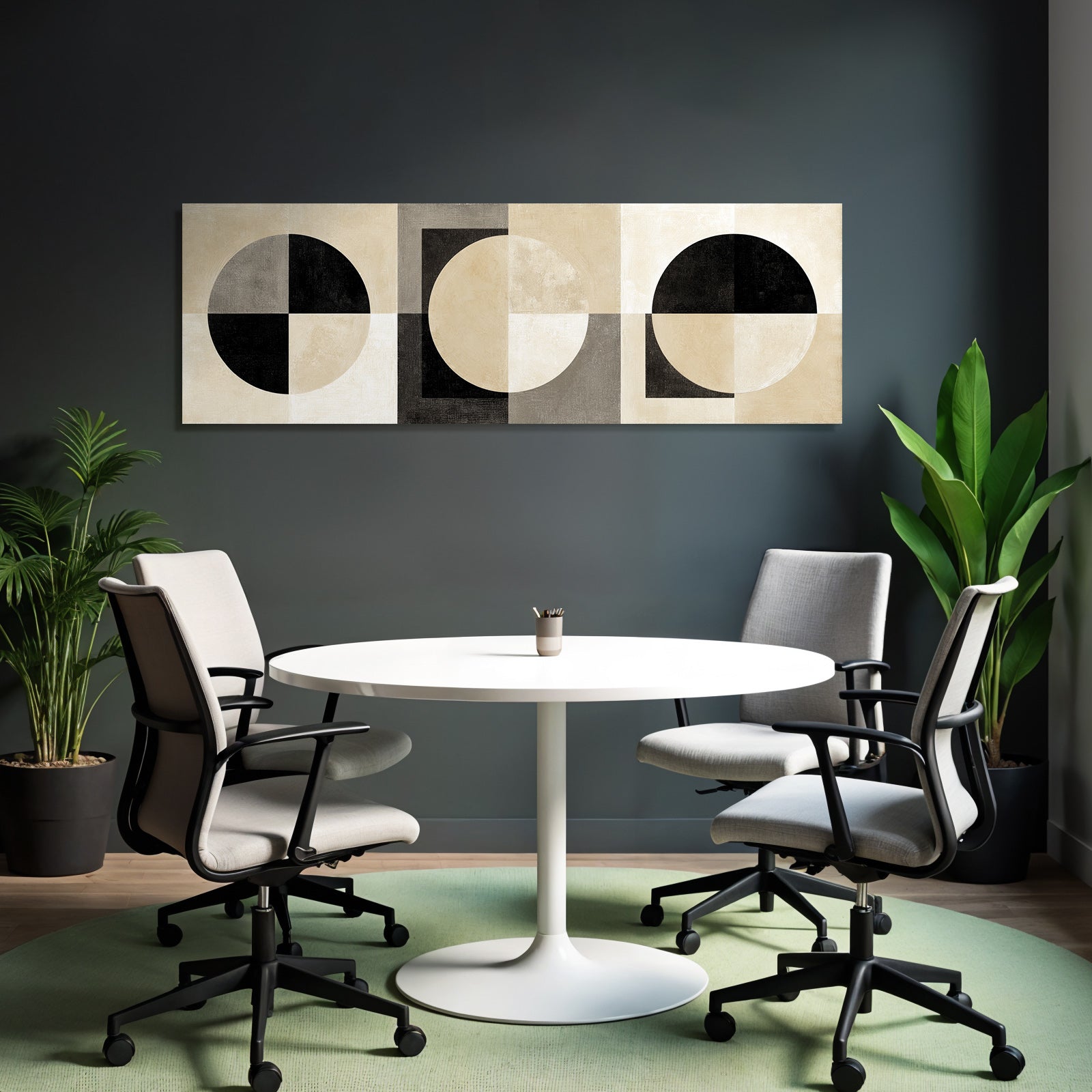 Abstraktes Kunstwerk Geometrische Formen Sw Beige