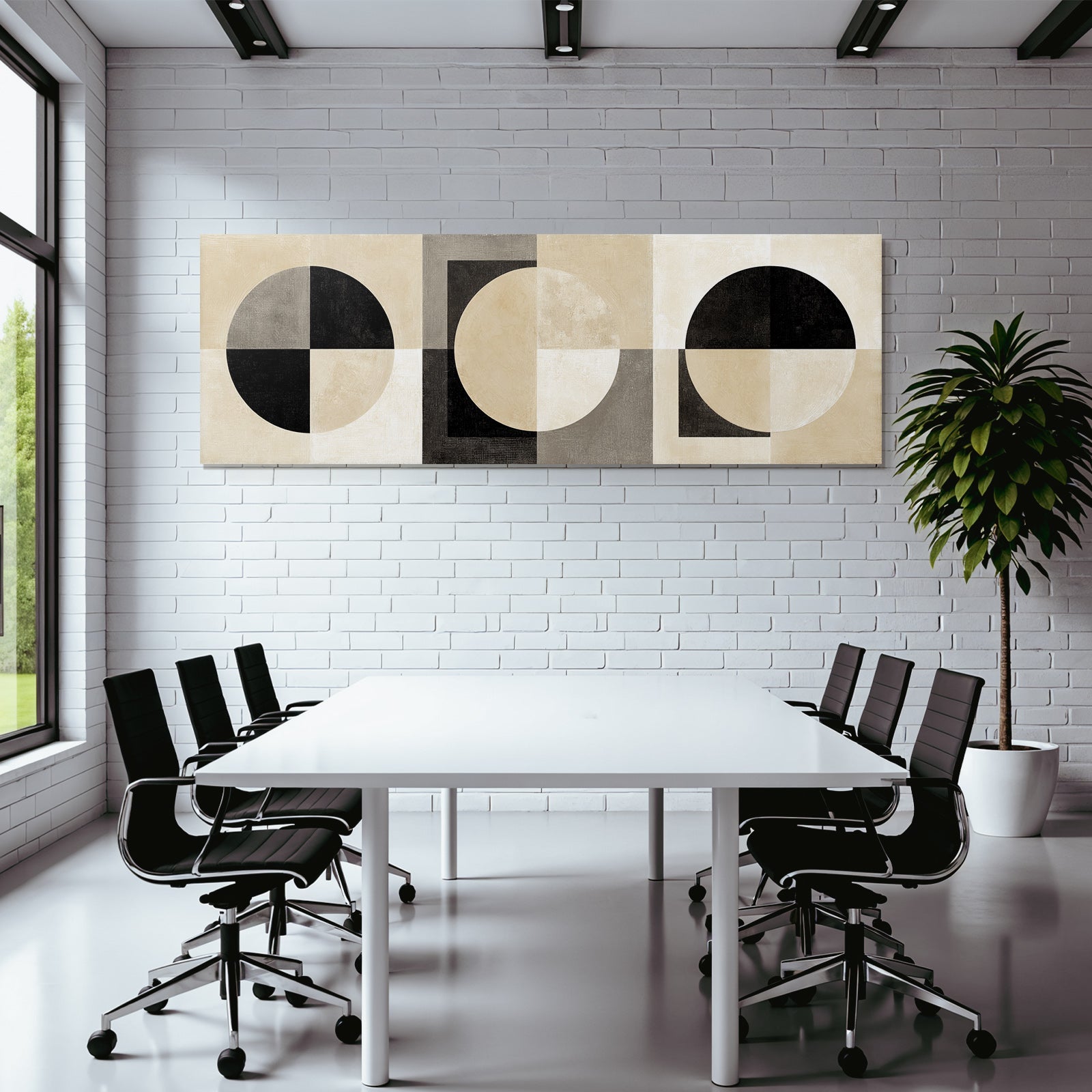 Abstraktes Kunstwerk Geometrische Formen Sw Beige