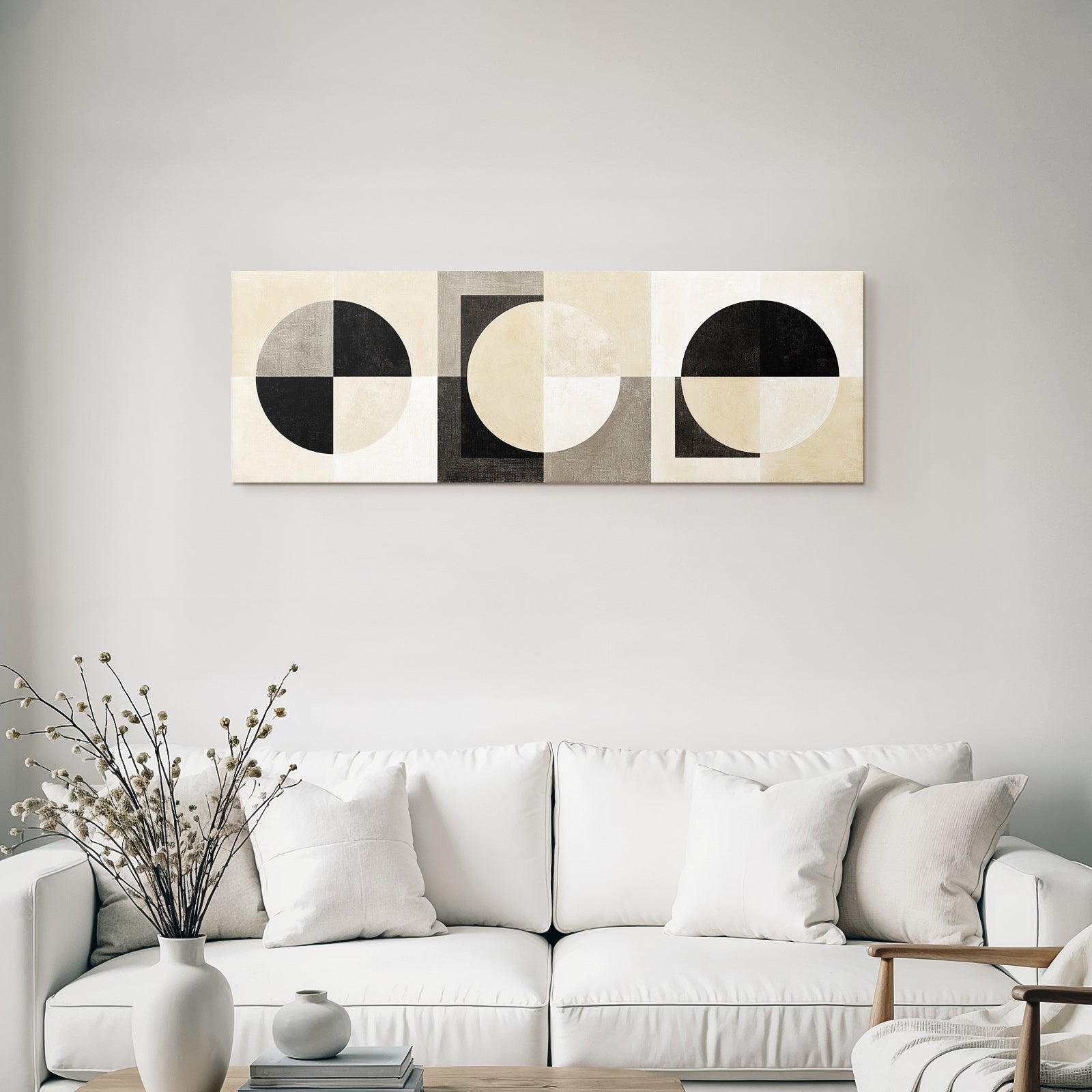 Abstraktes Kunstwerk Geometrische Formen Sw Beige
