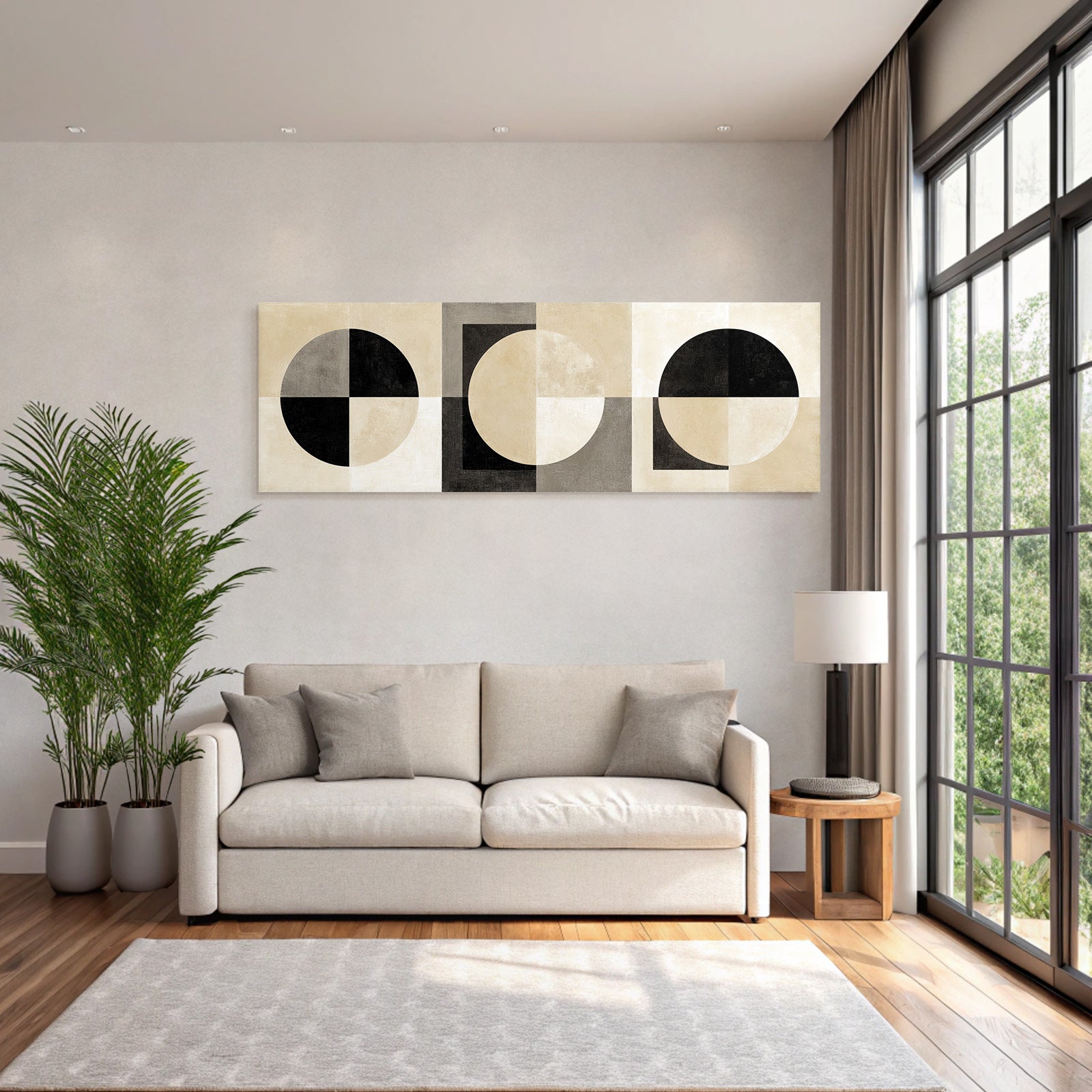 Abstraktes Kunstwerk Geometrische Formen Sw Beige