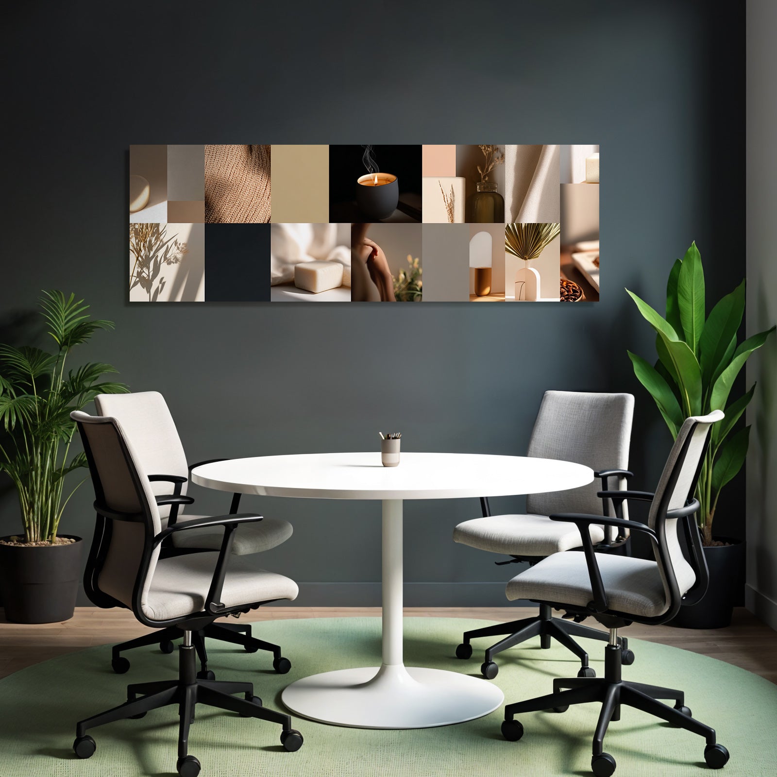 Kollage Aesthetische Elemente Deko Kerze Glas Neutrale Toene Modern Cozy