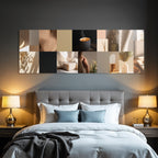 Kollage Aesthetische Elemente Deko Kerze Glas Neutrale Toene Modern Cozy