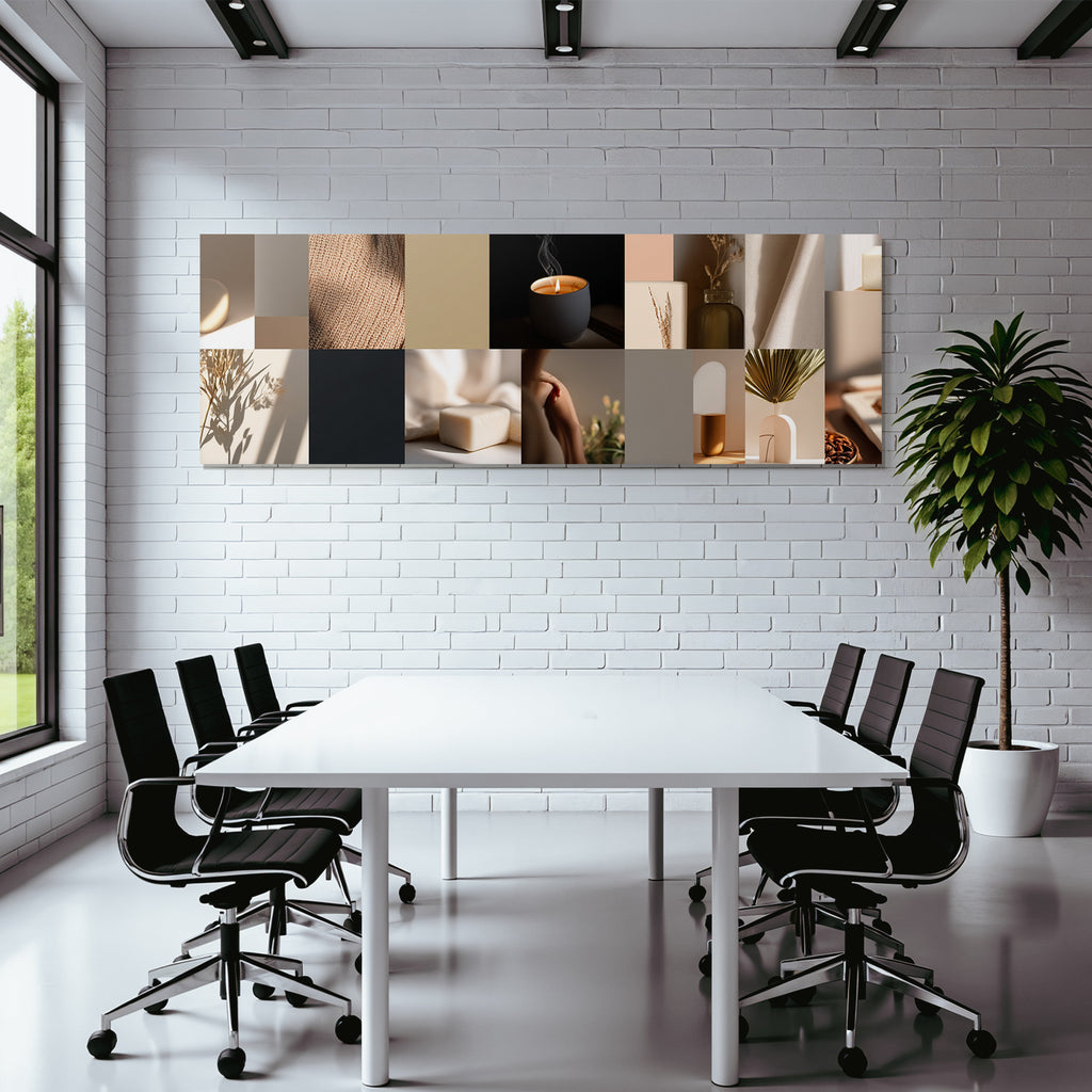 Kollage Aesthetische Elemente Deko Kerze Glas Neutrale Toene Modern Cozy