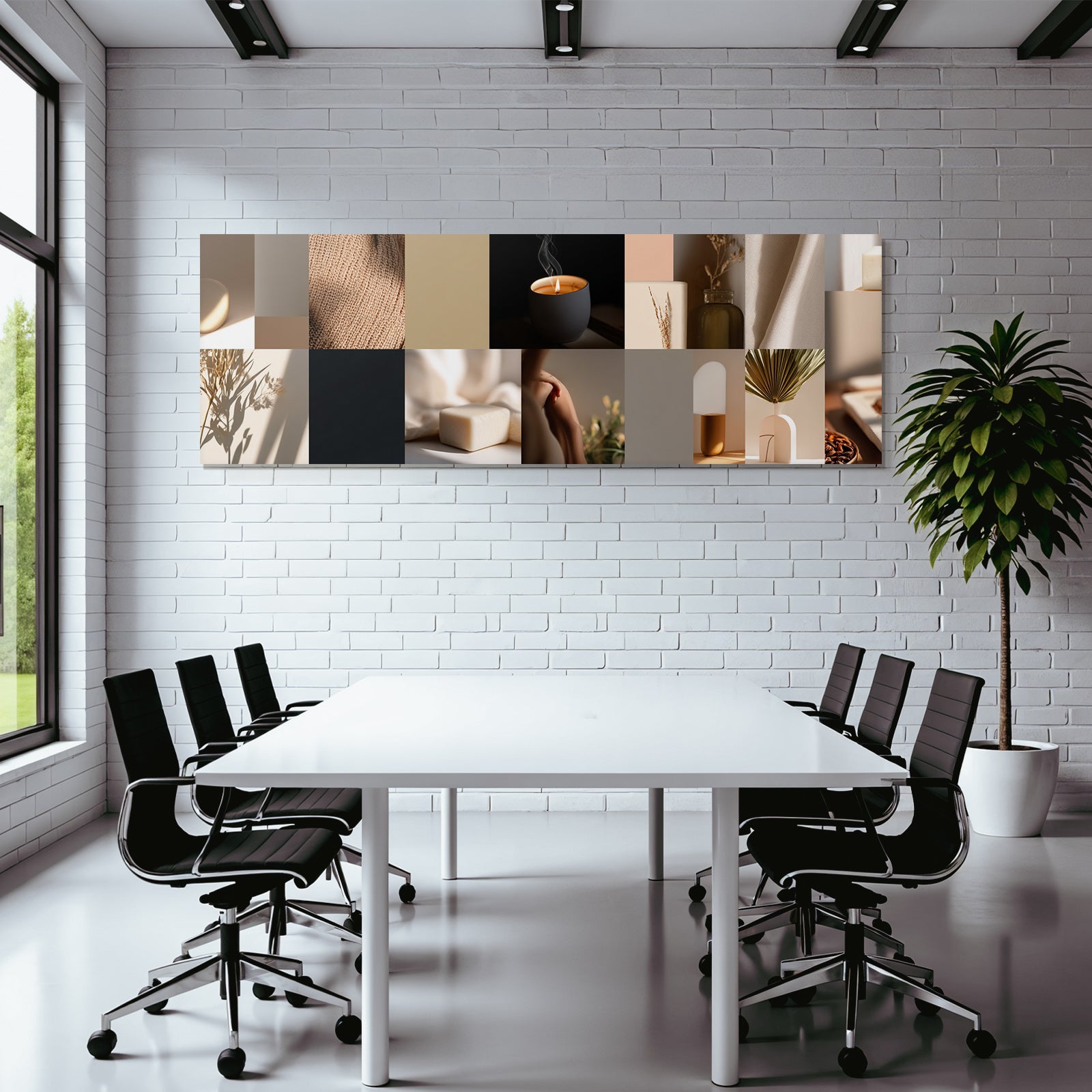 Kollage Aesthetische Elemente Deko Kerze Glas Neutrale Toene Modern Cozy