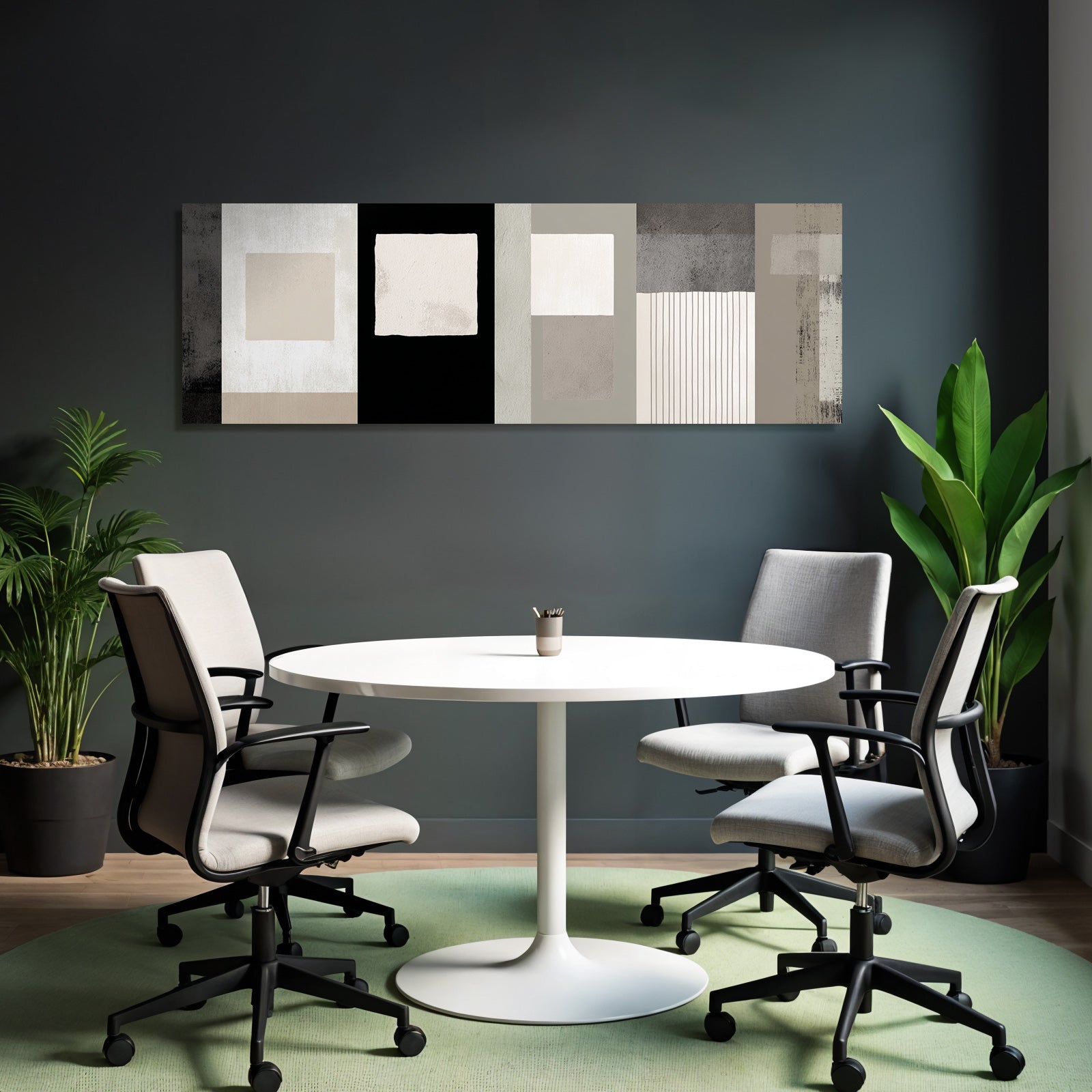 Moderne Abstrakte Design Vertikale Panele Neutrale Toene