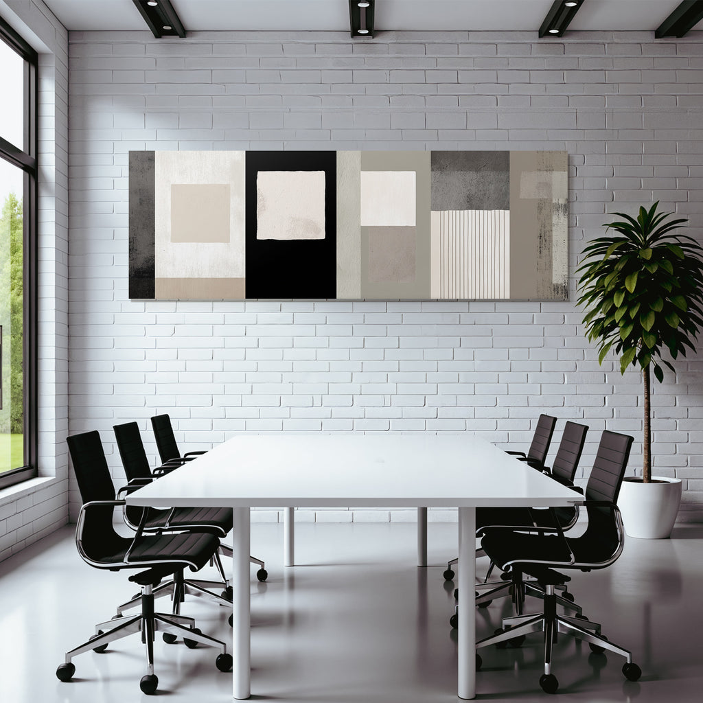 Moderne Abstrakte Design Vertikale Panele Neutrale Toene