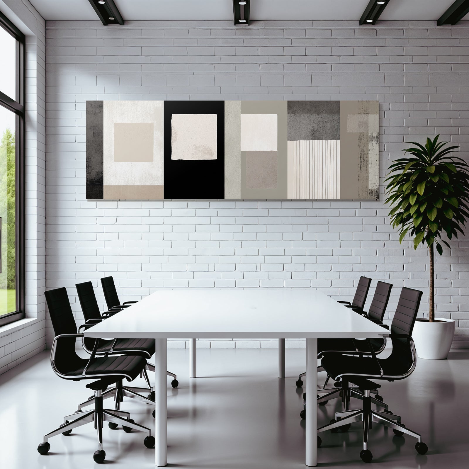 Moderne Abstrakte Design Vertikale Panele Neutrale Toene