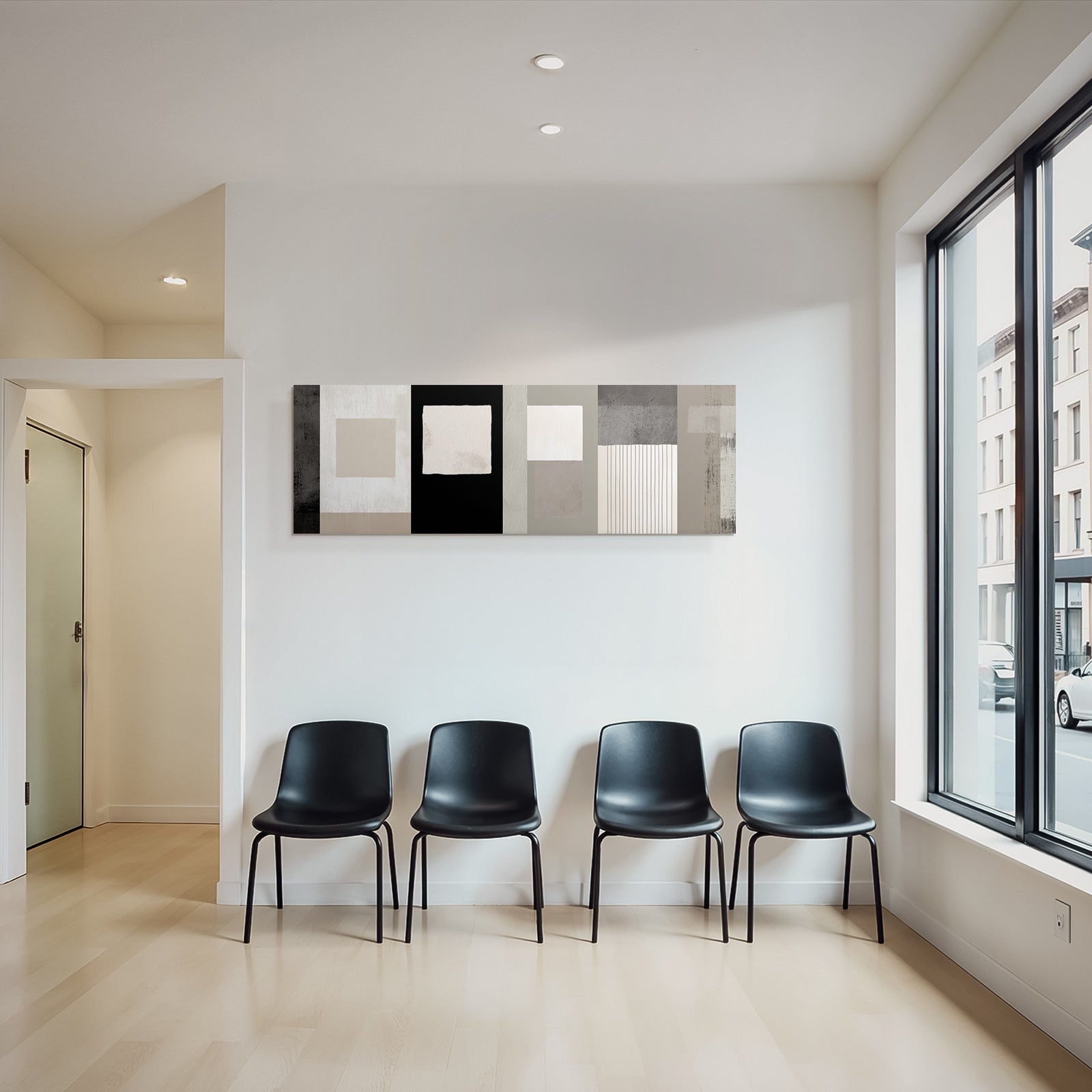 Moderne Abstrakte Design Vertikale Panele Neutrale Toene