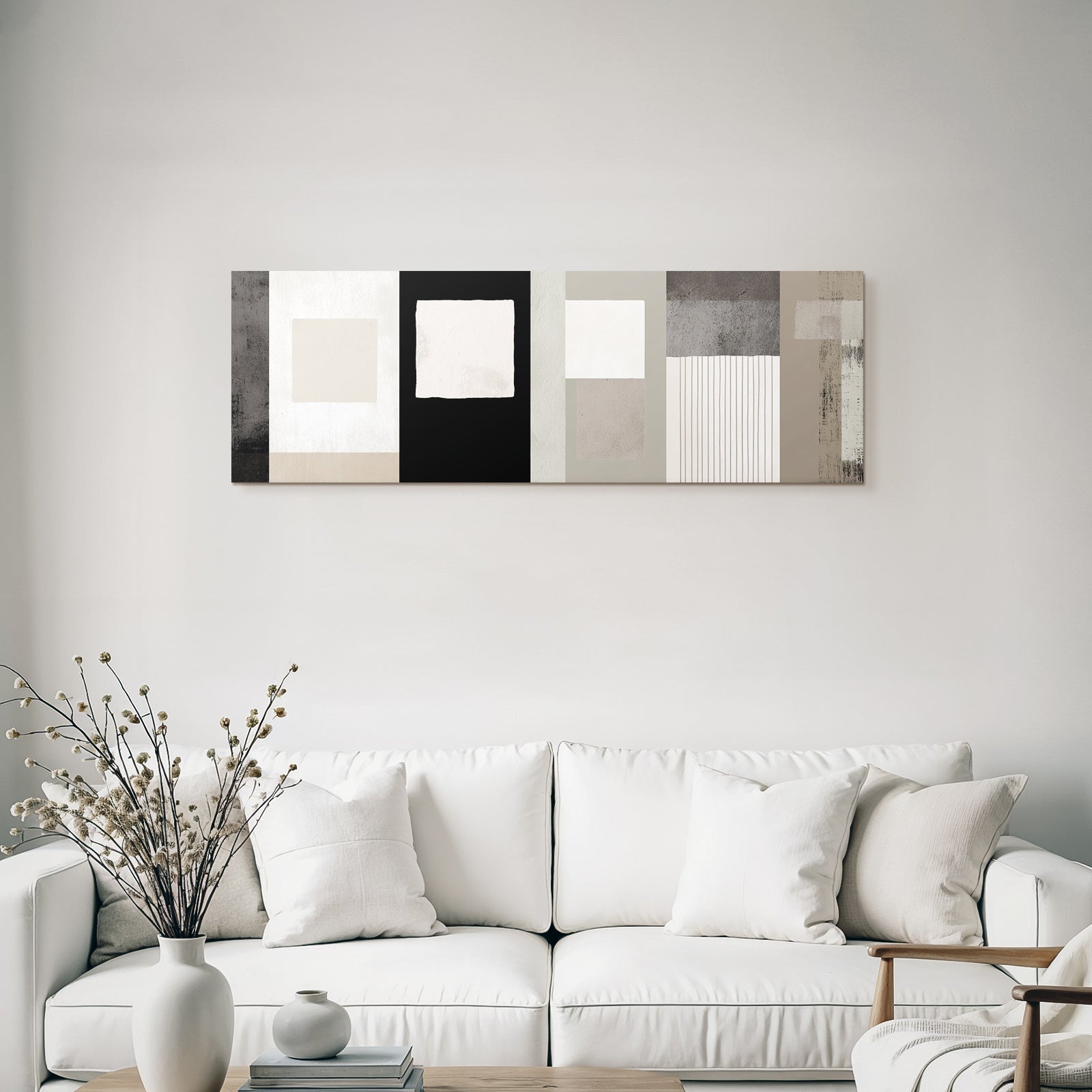 Moderne Abstrakte Design Vertikale Panele Neutrale Toene