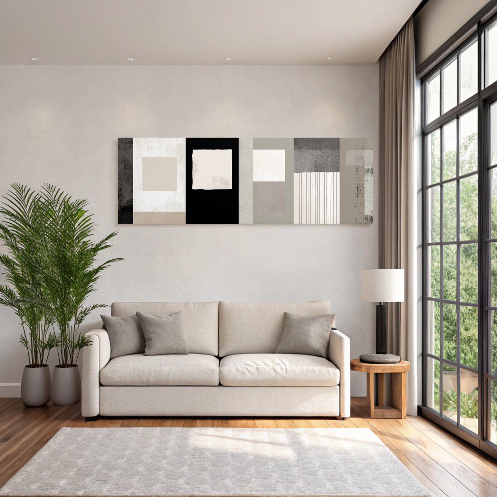 Moderne Abstrakte Design Vertikale Panele Neutrale Toene