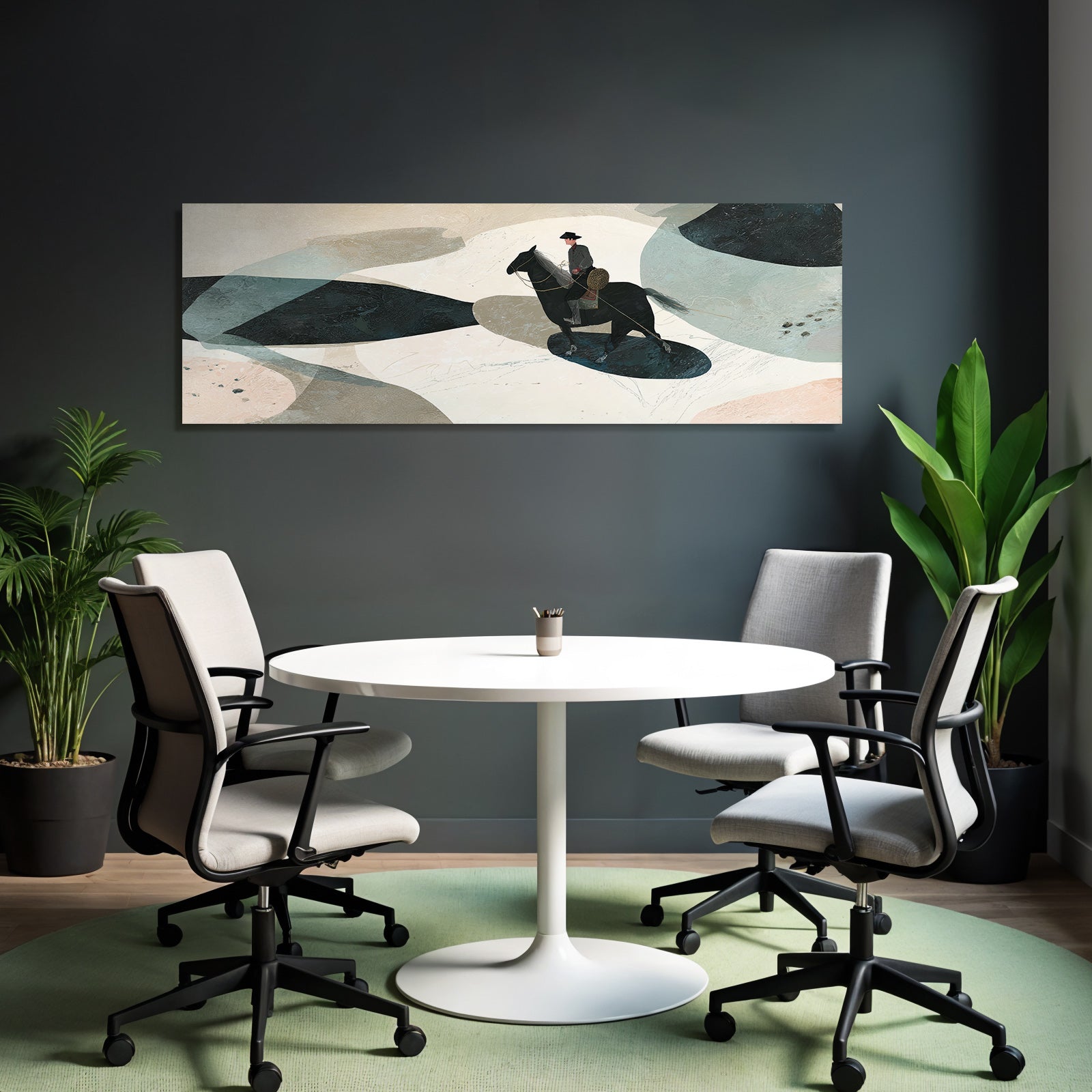 Person Auf Pferd In Abstrakter Landscape