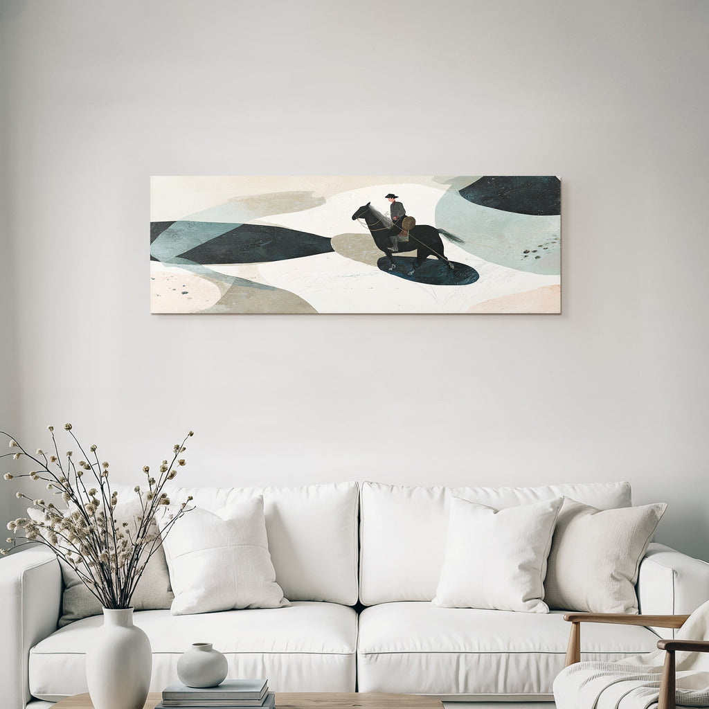 Person Auf Pferd In Abstrakter Landscape