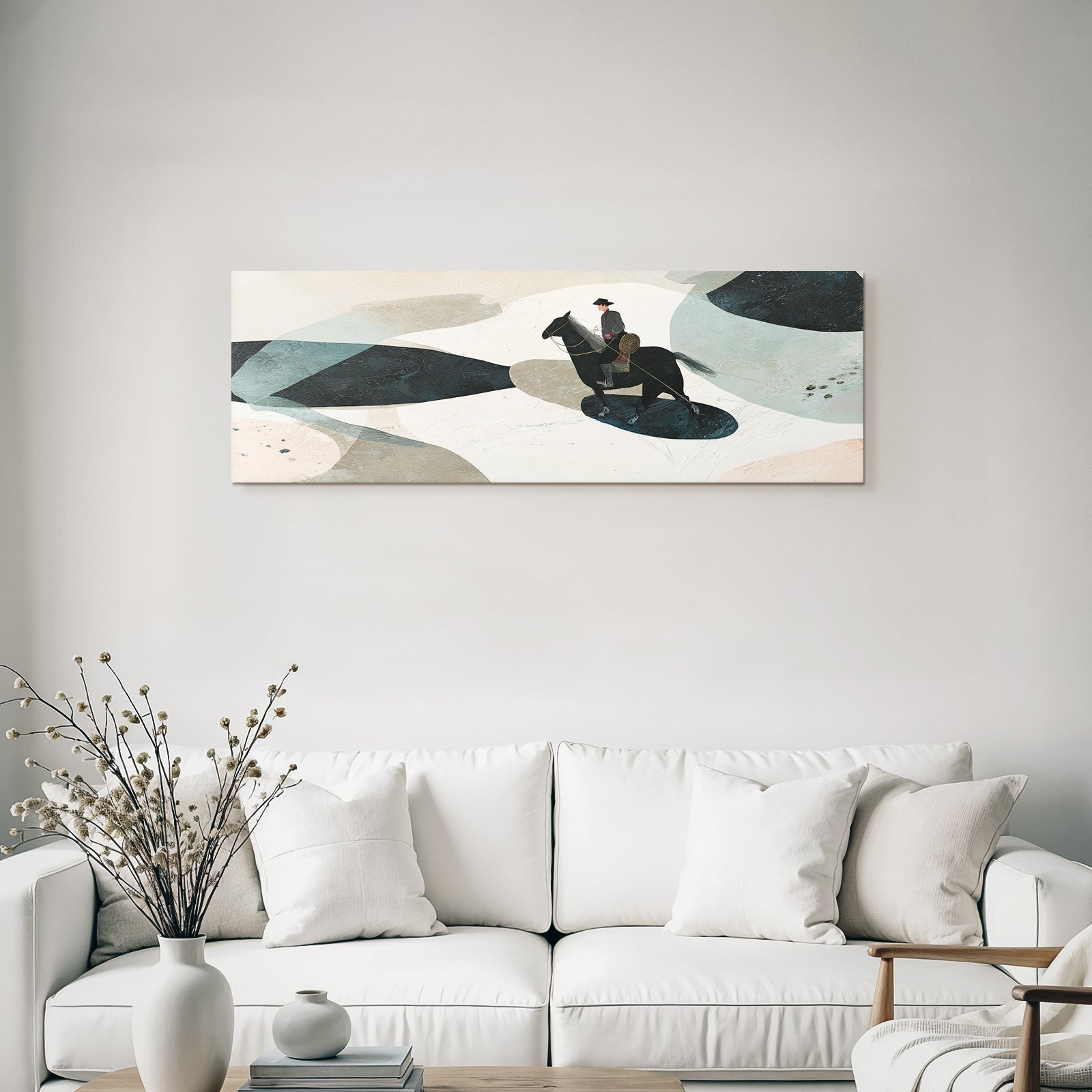 Person Auf Pferd In Abstrakter Landscape