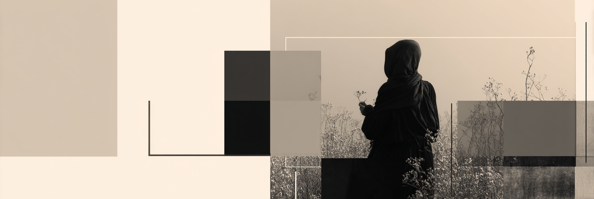 Person In Dunklem Gewand Im Feld Abstrakte Geometrische Formen | Modern Basic | Einrichtungsstile