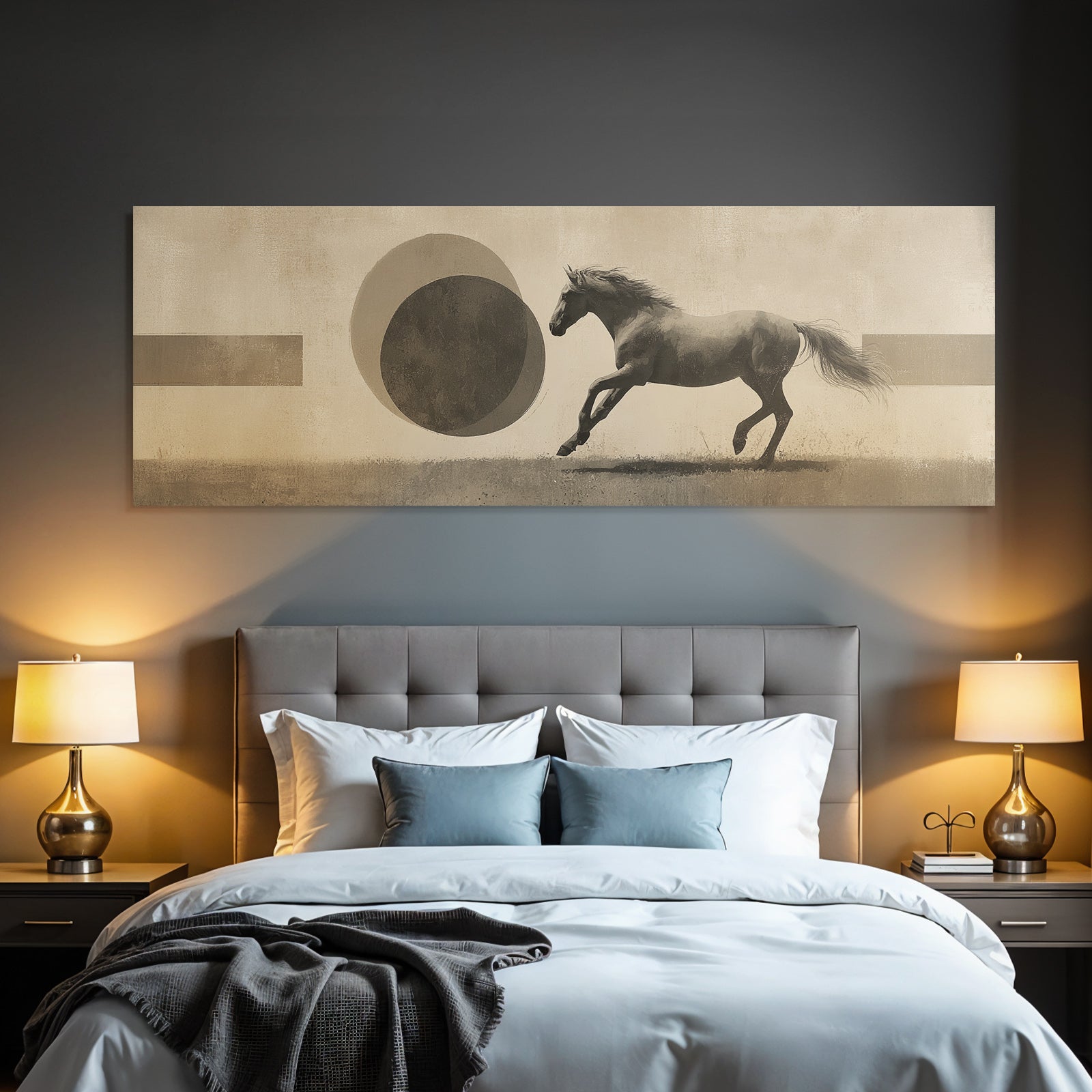 Pferd In Bewegung Abstract Muster Muted Farbe Vintage Aesthetik