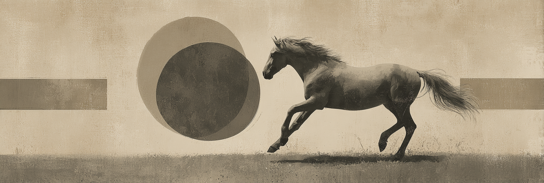 Pferd In Bewegung Abstract Muster Muted Farbe Vintage Aesthetik | Modern Basic | Einrichtungsstile