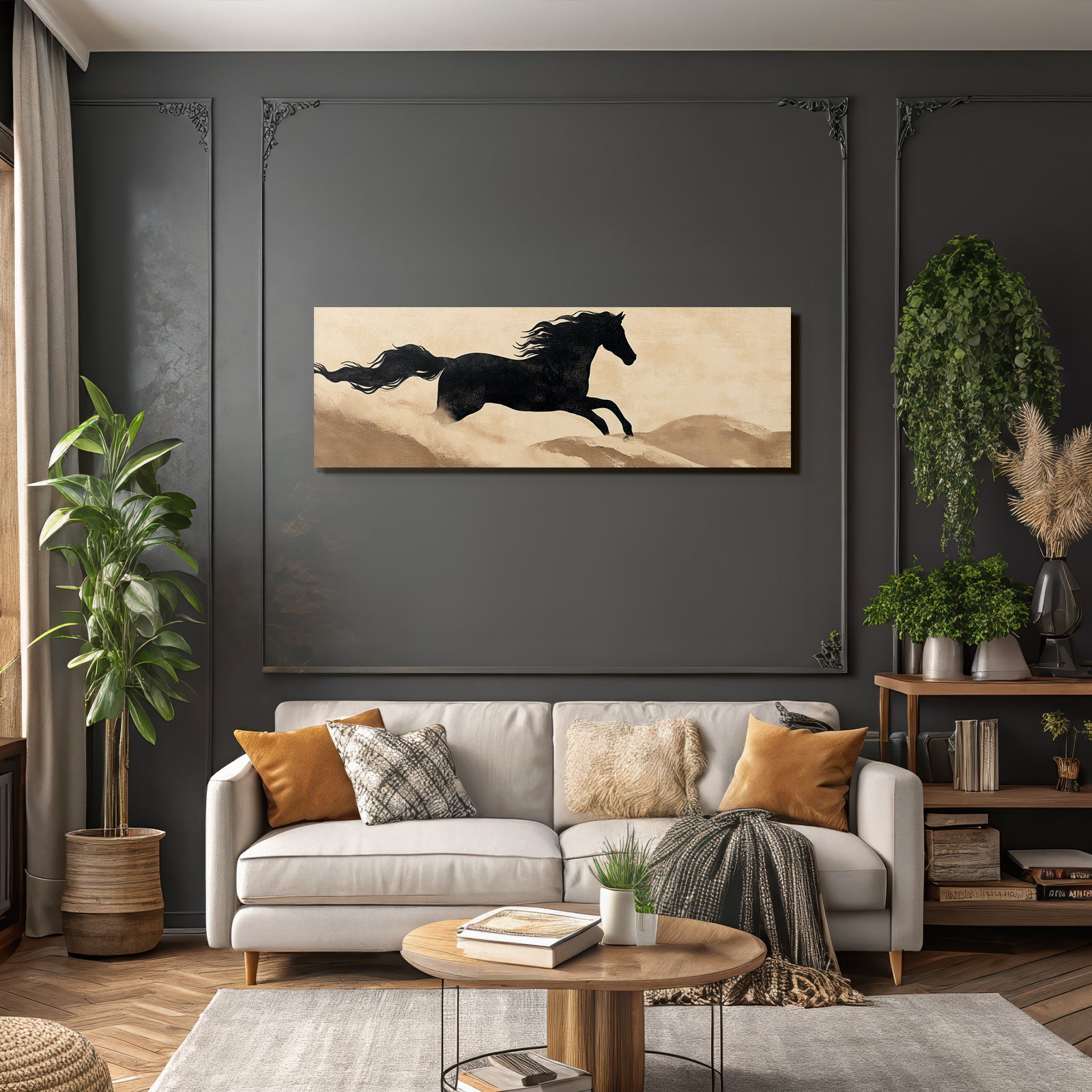 Pferd In Bewegung Kunstvolles Hintergrund Warme Tone