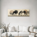 Pferde Grazing Illustration Abstract Hintergrund Minimalistisch Stil