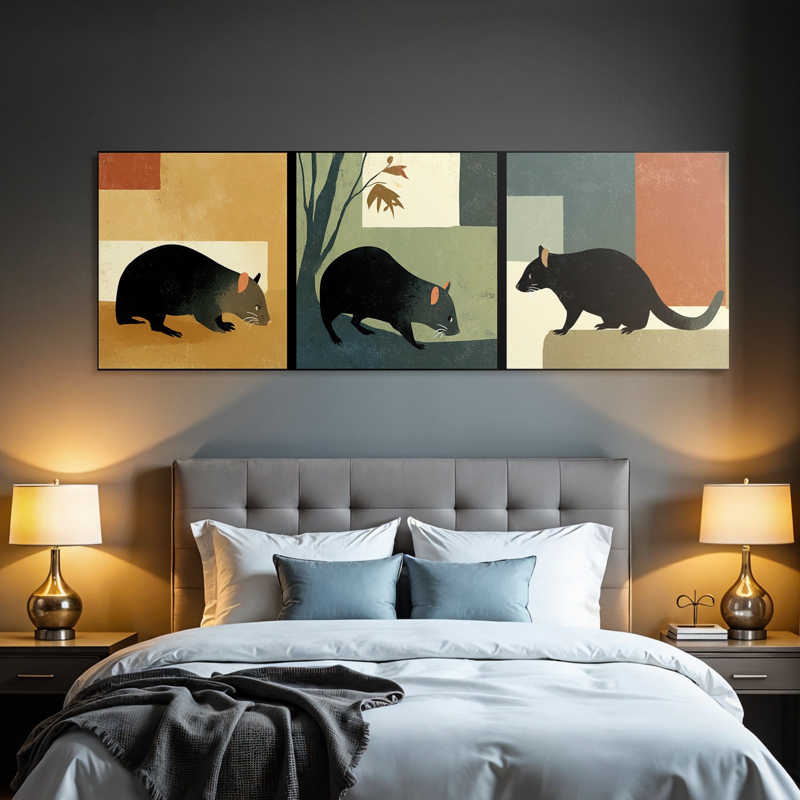 Stylisierte Marsupial Darstellung Drei Perspektiven