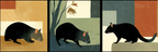 Stylisierte Marsupial Darstellung Drei Perspektiven | Modern Basic | Einrichtungsstile