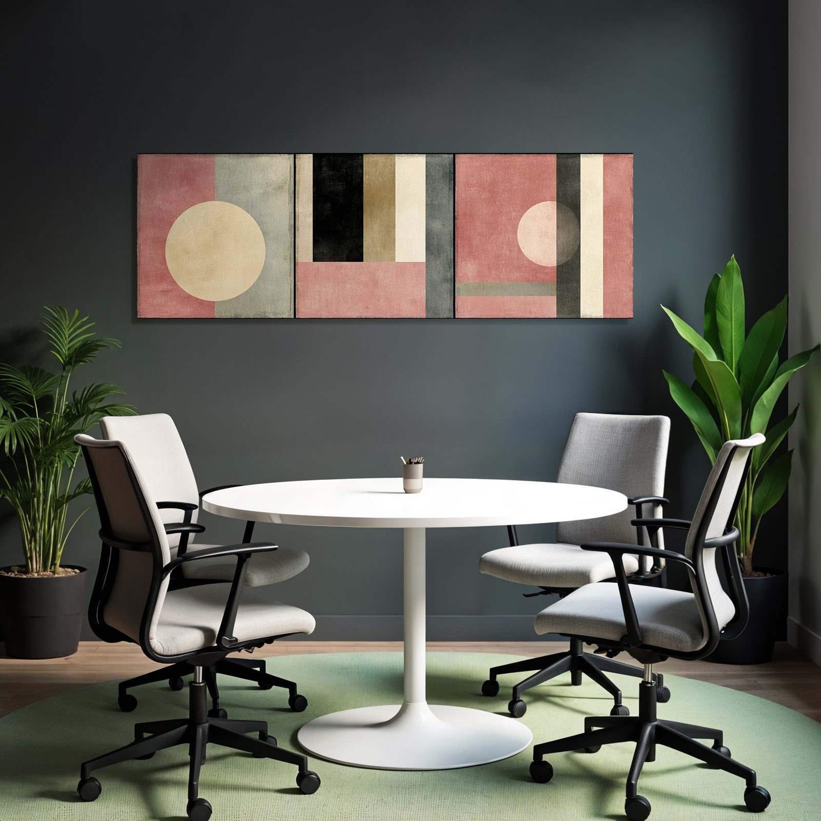 Triptychon Abstracte Geometrische Kunst In Muten Farben