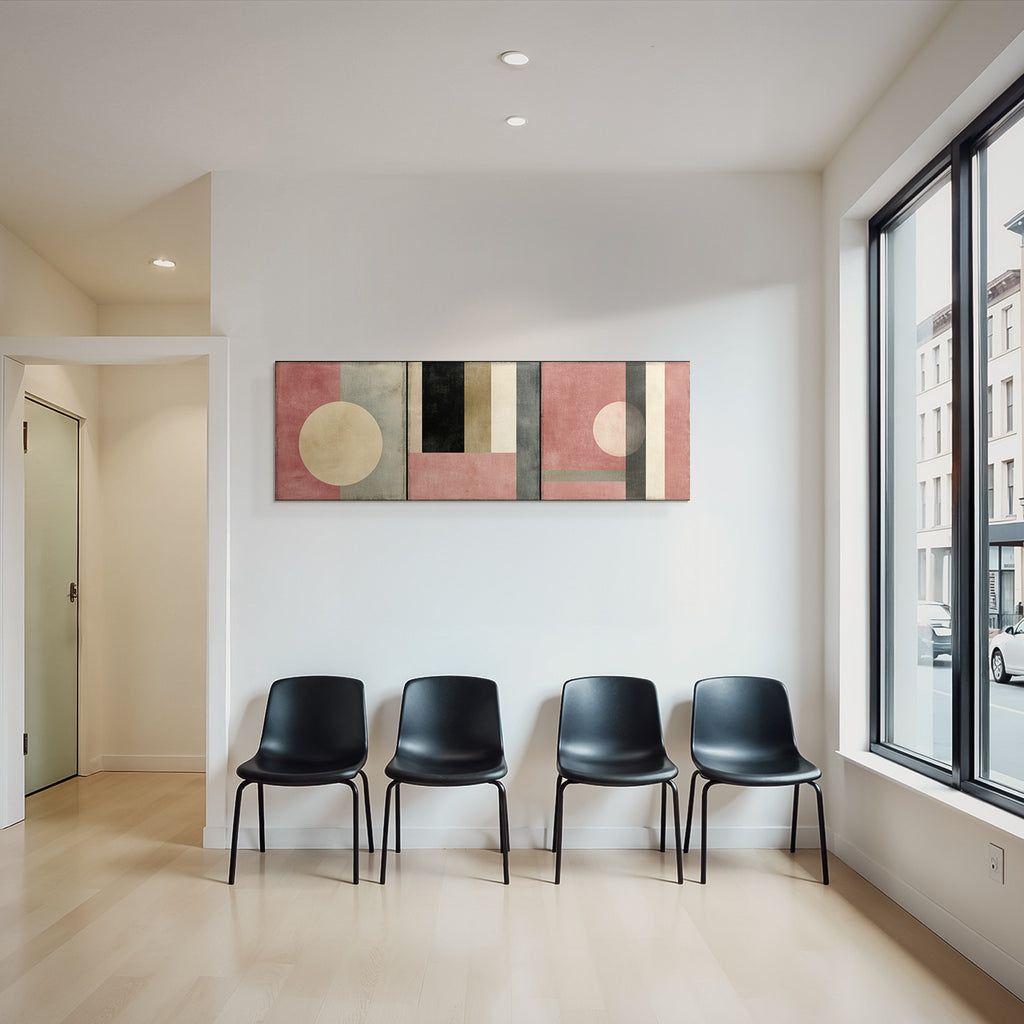 Triptychon Abstracte Geometrische Kunst In Muten Farben