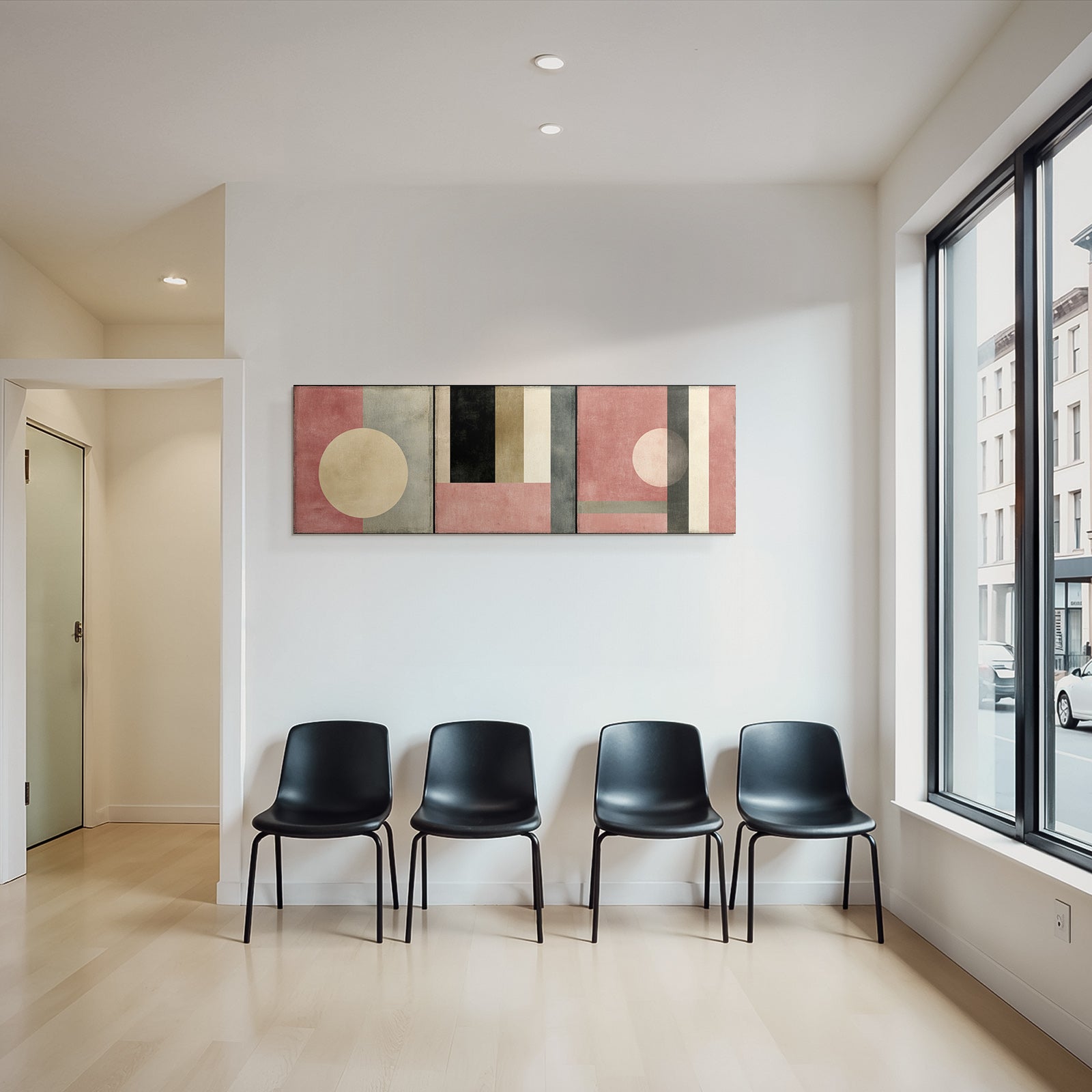 Triptychon Abstracte Geometrische Kunst In Muten Farben